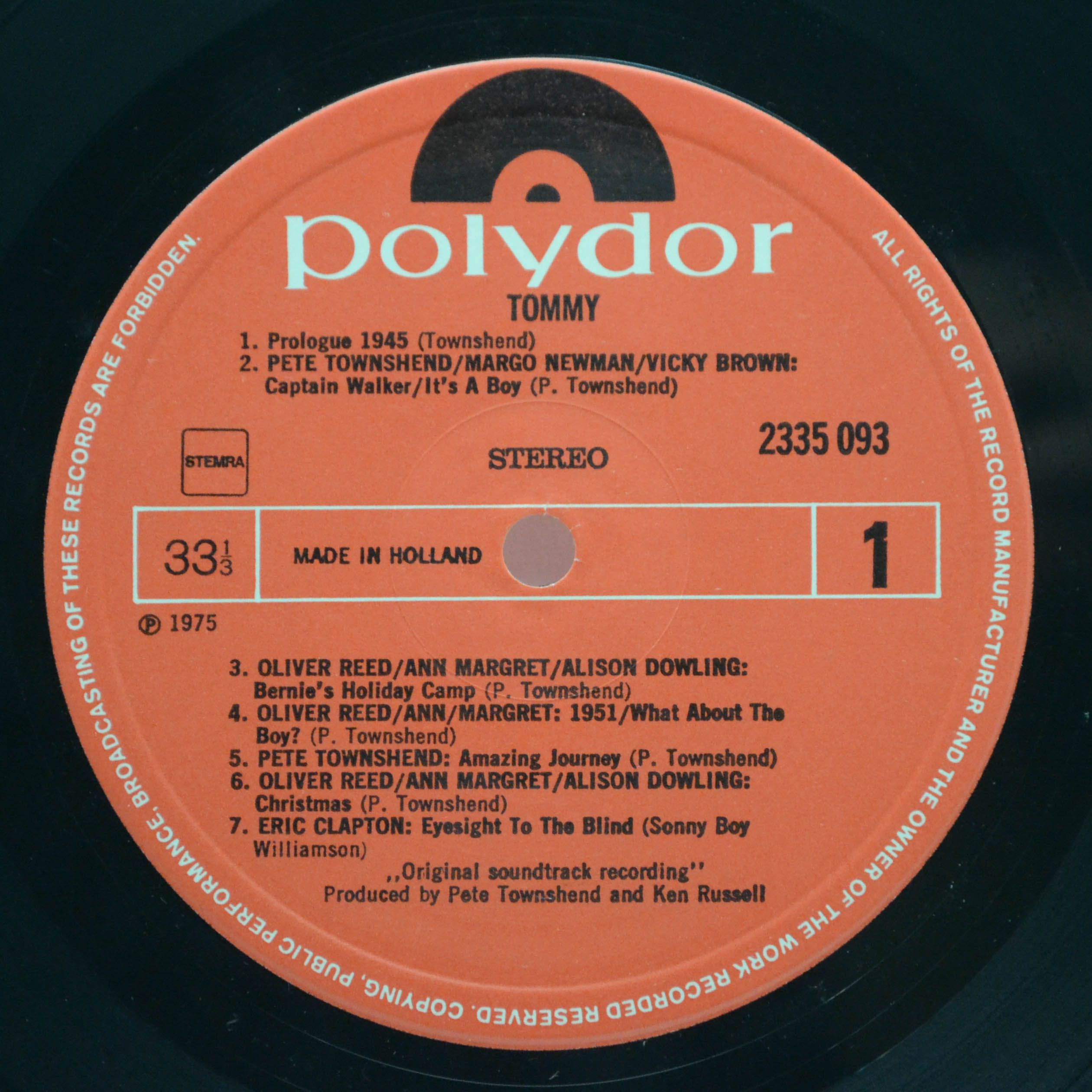 Виниловая пластинка Various — Tommy (Original Soundtrack Recording) (2LP), 1975