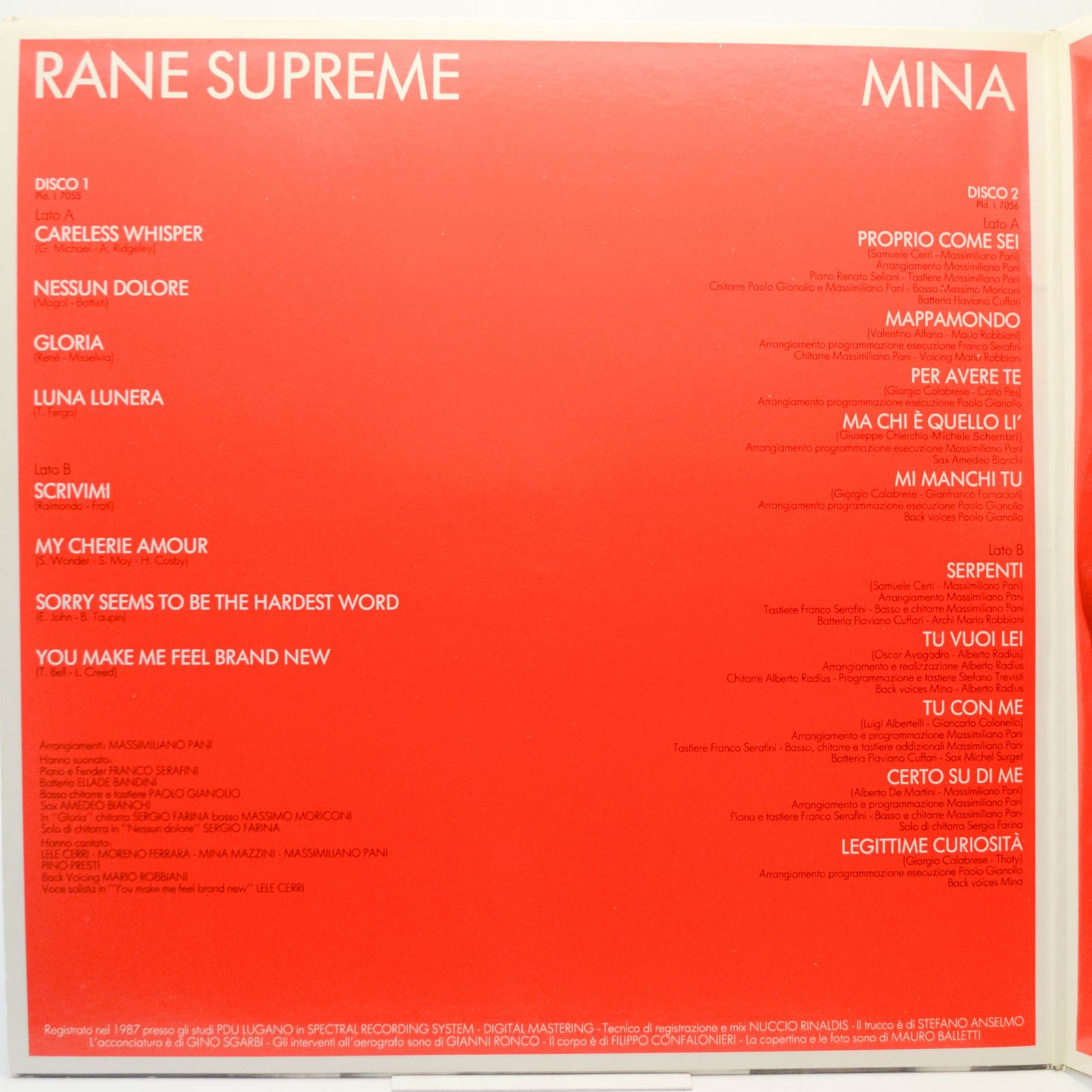 Mina — Rane Supreme (2LP, Italy, poster), 1987