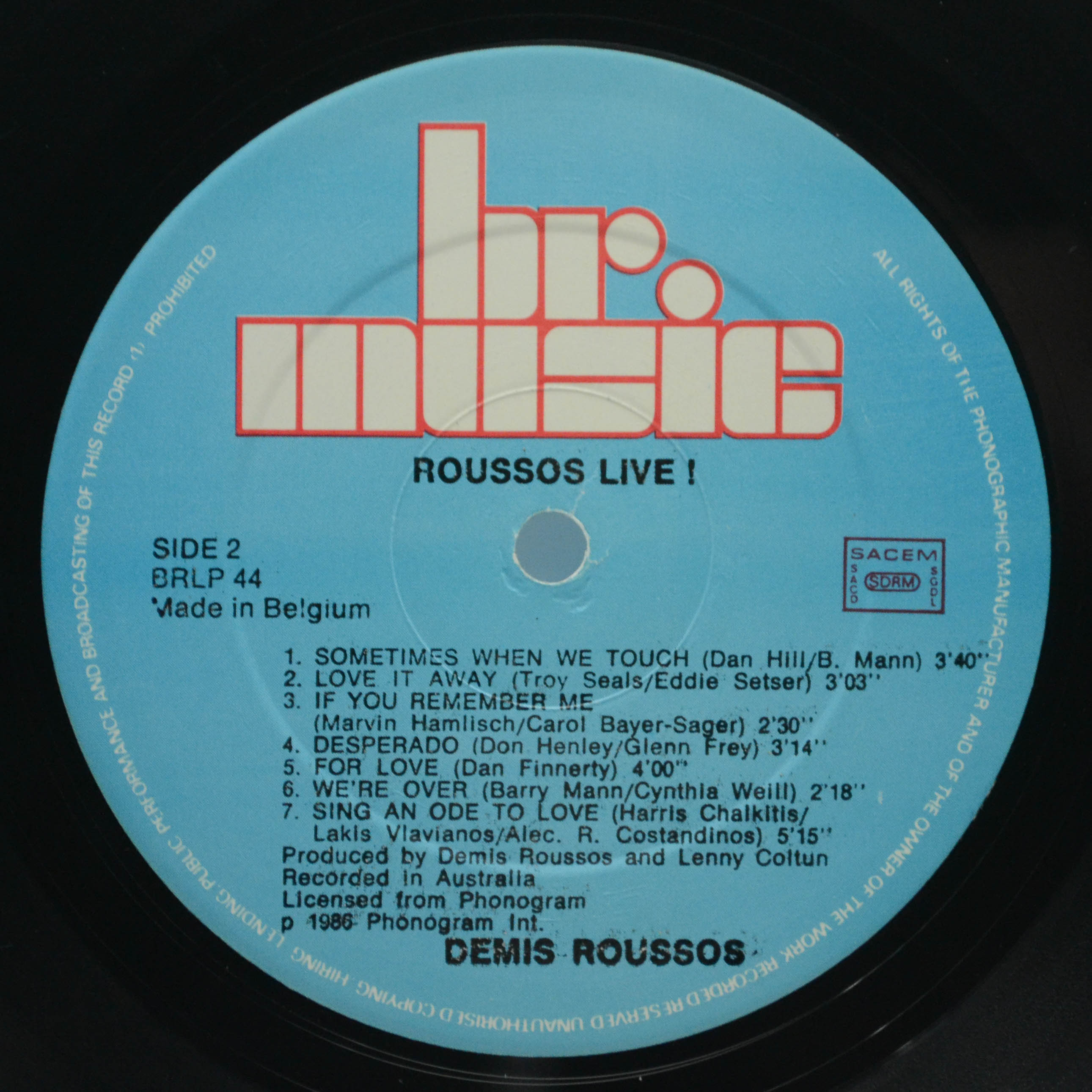 Demis Roussos — Roussos Live! Demis Roussos In Concert, 1986