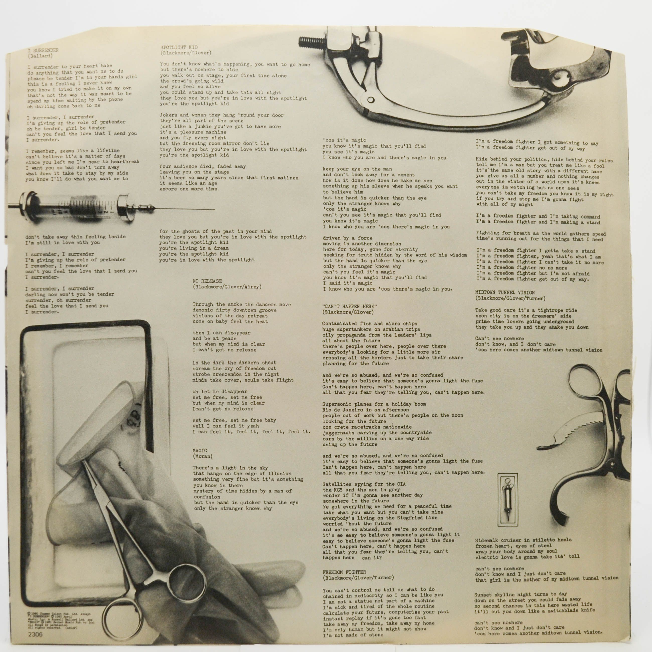 Rainbow — Difficult To Cure, 1981