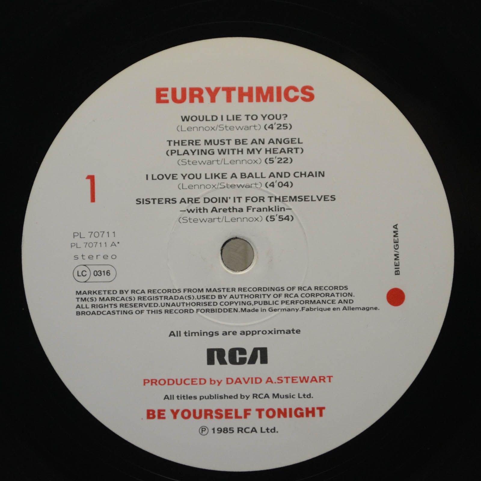 Eurythmics — Be Yourself Tonight, 1985