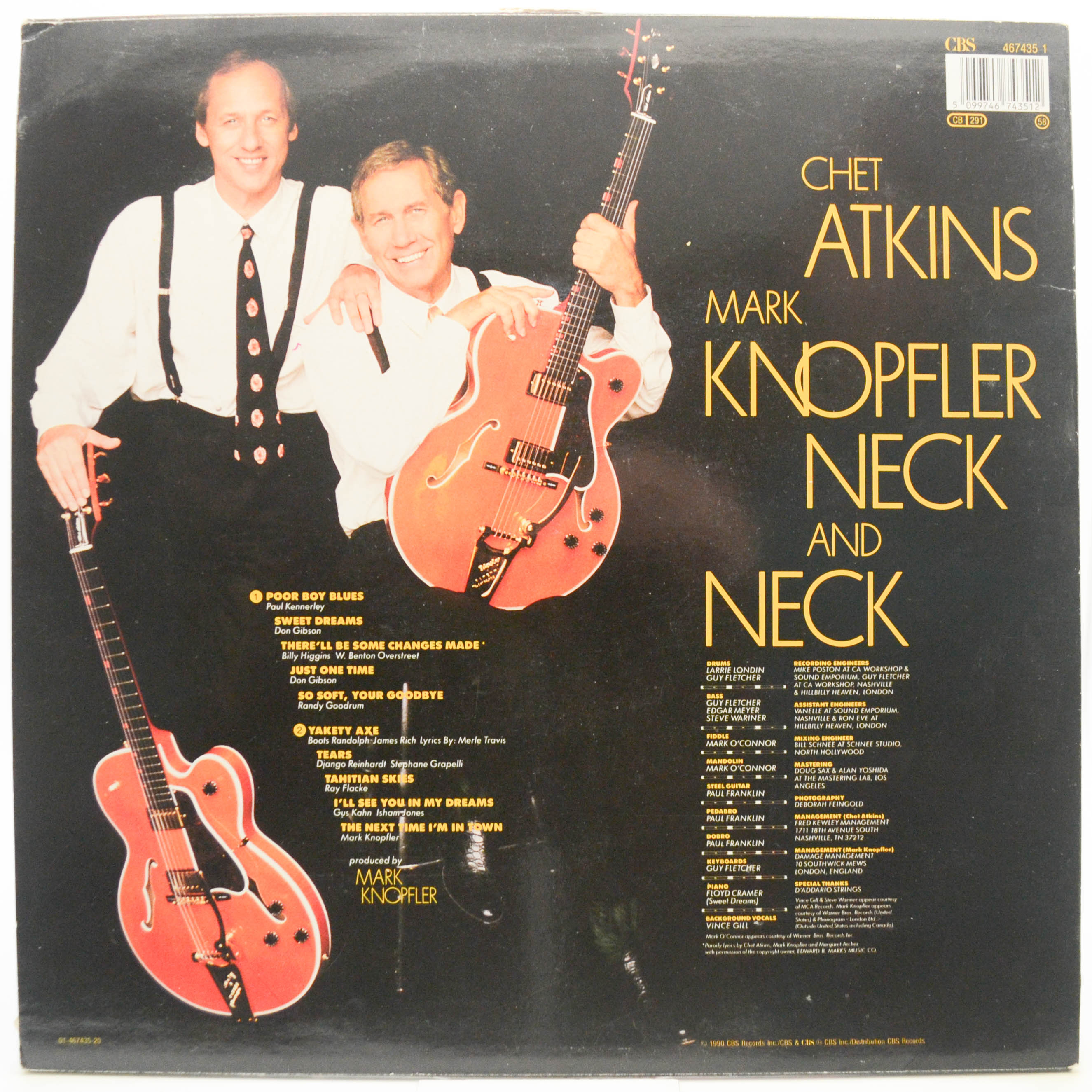 Виниловая пластинка Chet Atkins And Mark Knopfler — Neck And Neck, 1990