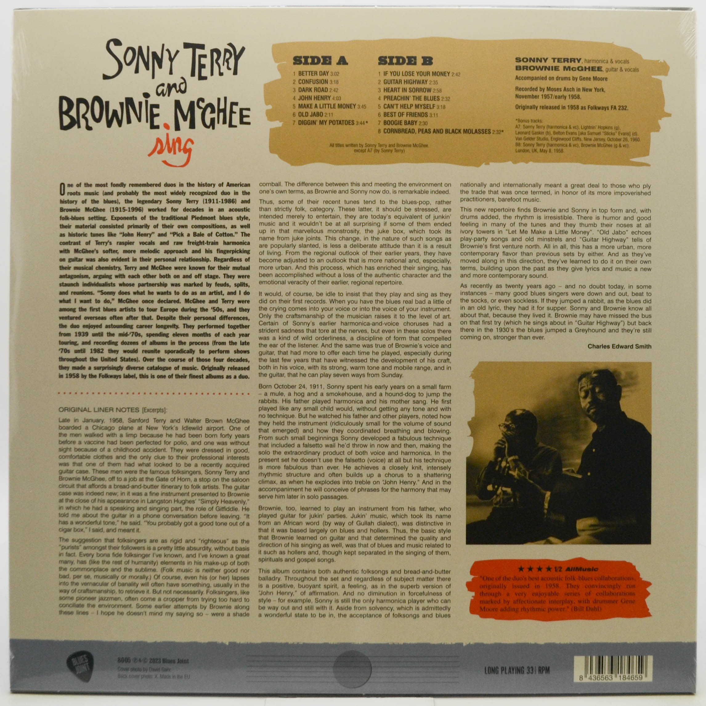 Виниловая пластинка Sonny Terry And Brownie McGhee — Sonny Terry And Brownie McGhee Sing, 1958