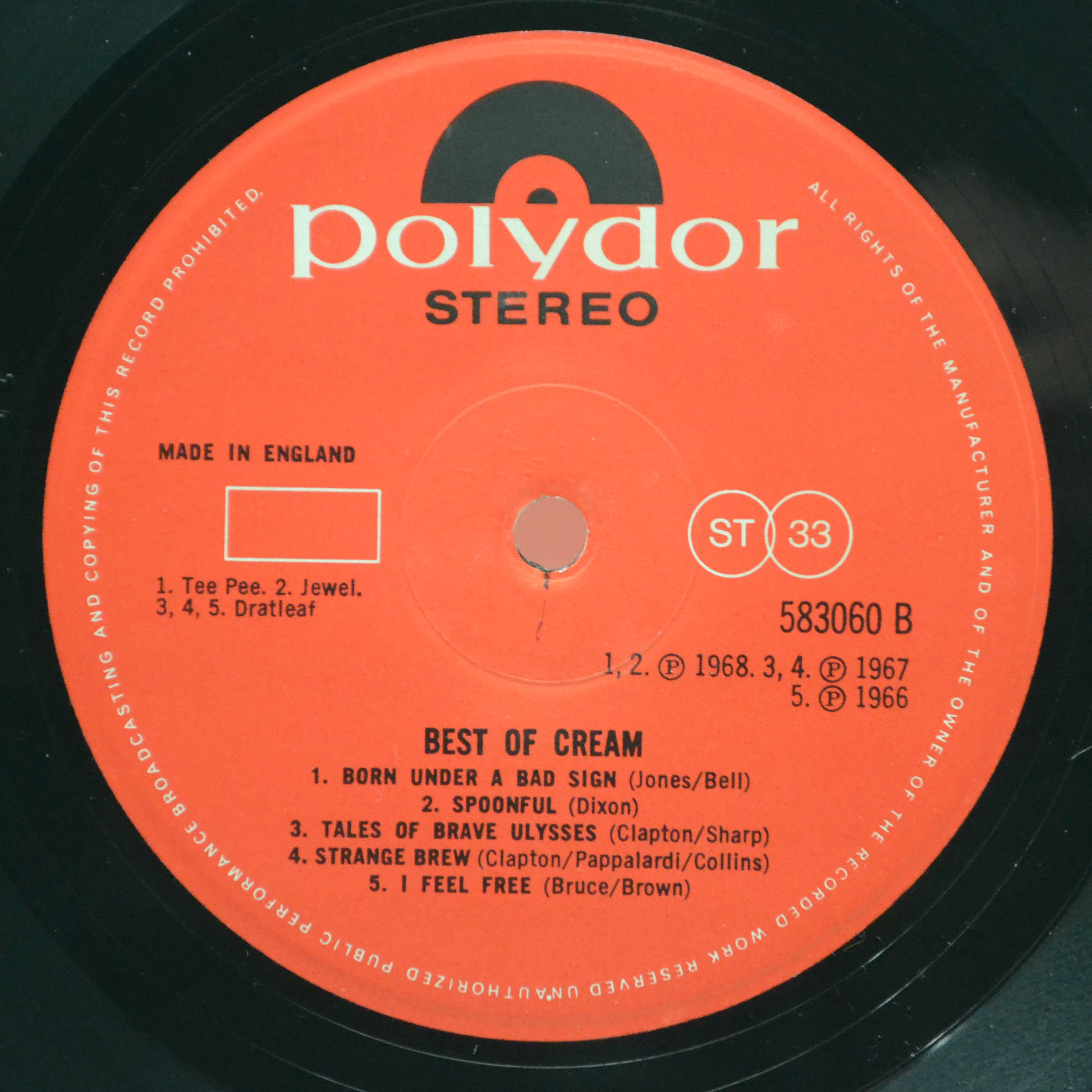 Cream — Best Of Cream (1-st, UK), 1969