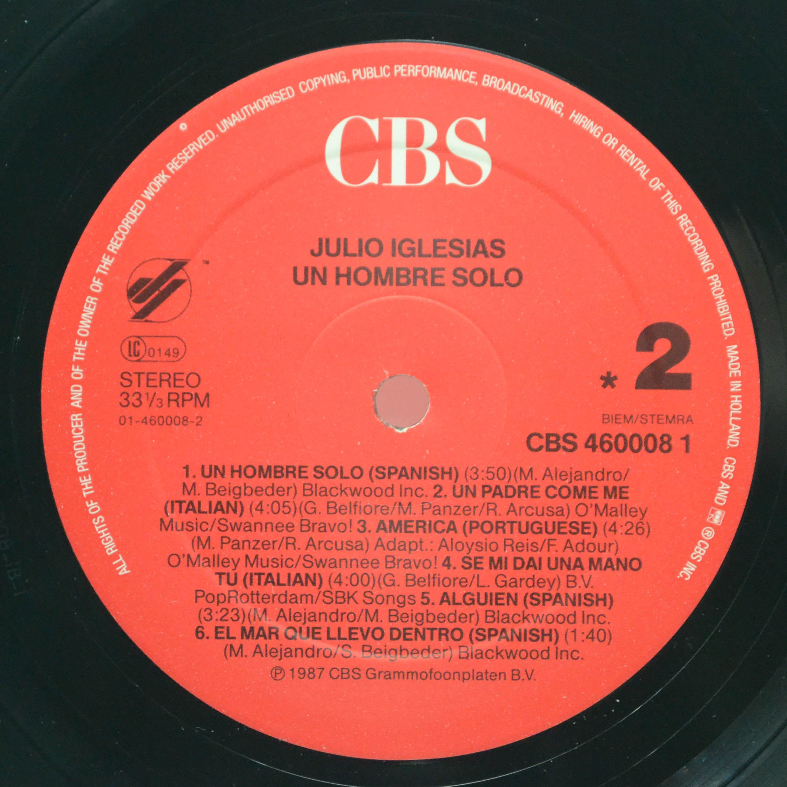 Julio Iglesias — Un Hombre Solo, 1987