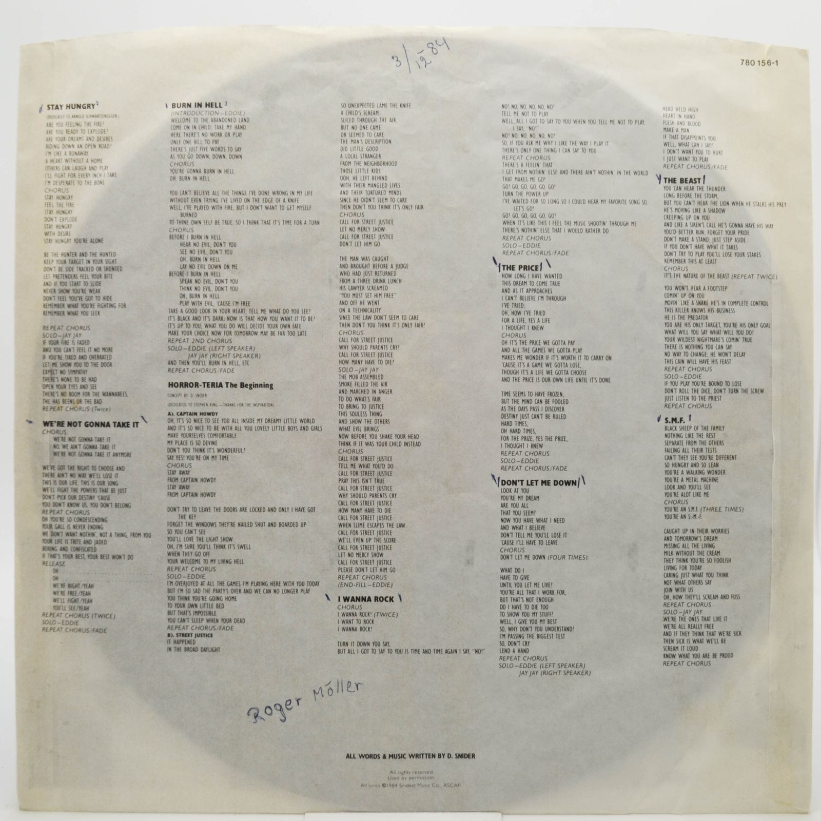 Twisted Sister — Stay Hungry, 1984