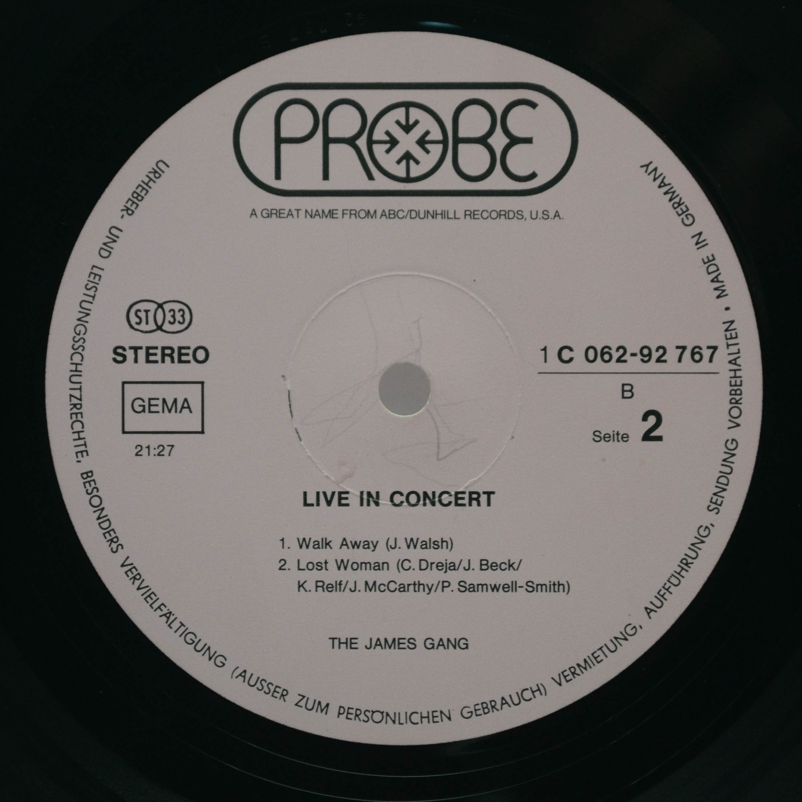Виниловая пластинка James Gang — Live In Concert, 1971