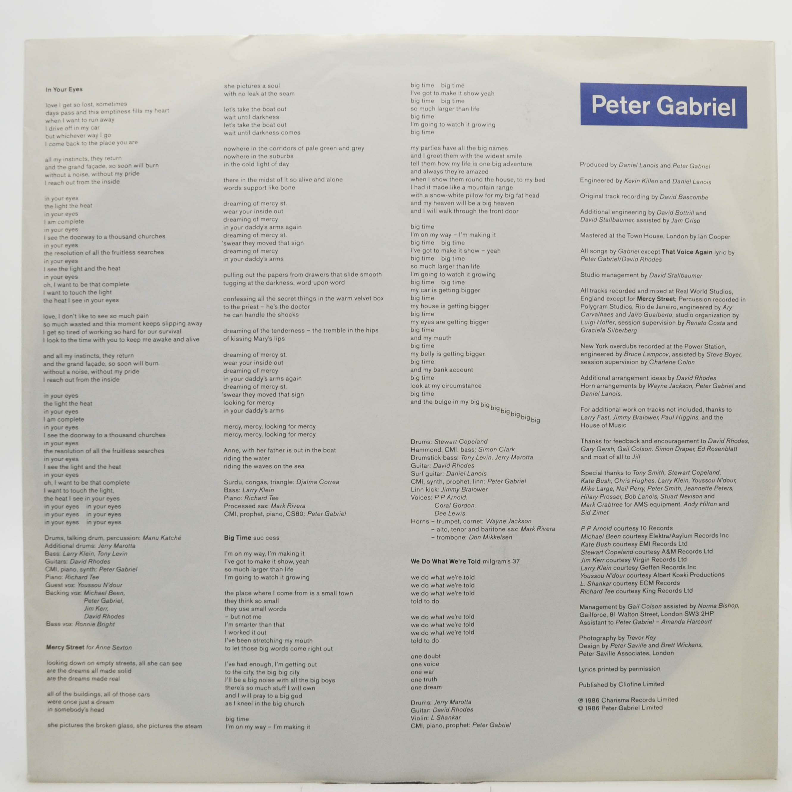 Peter Gabriel — So, 1986