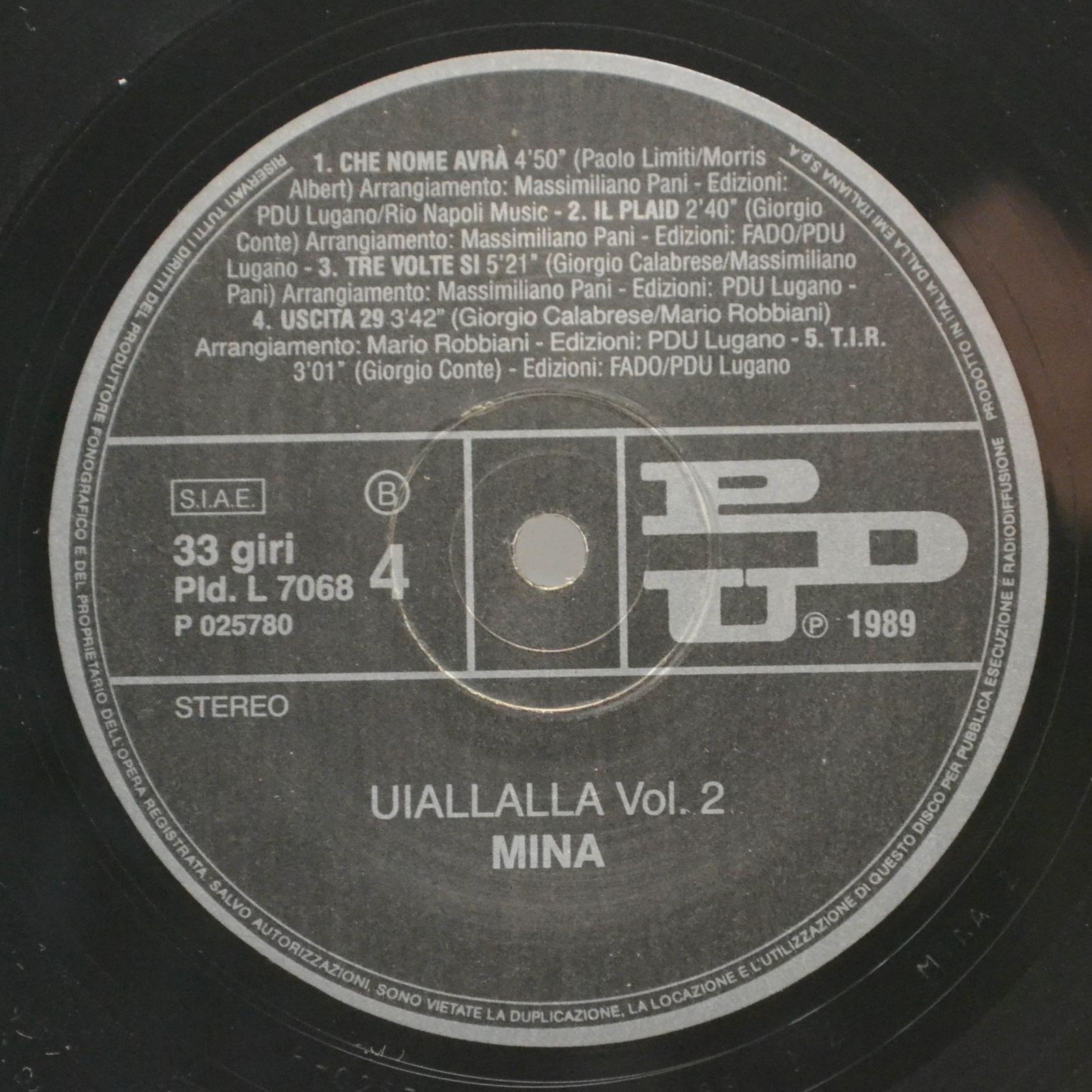 Mina — Uiallalla (2LP, 1-st, Italy, poster), 1989