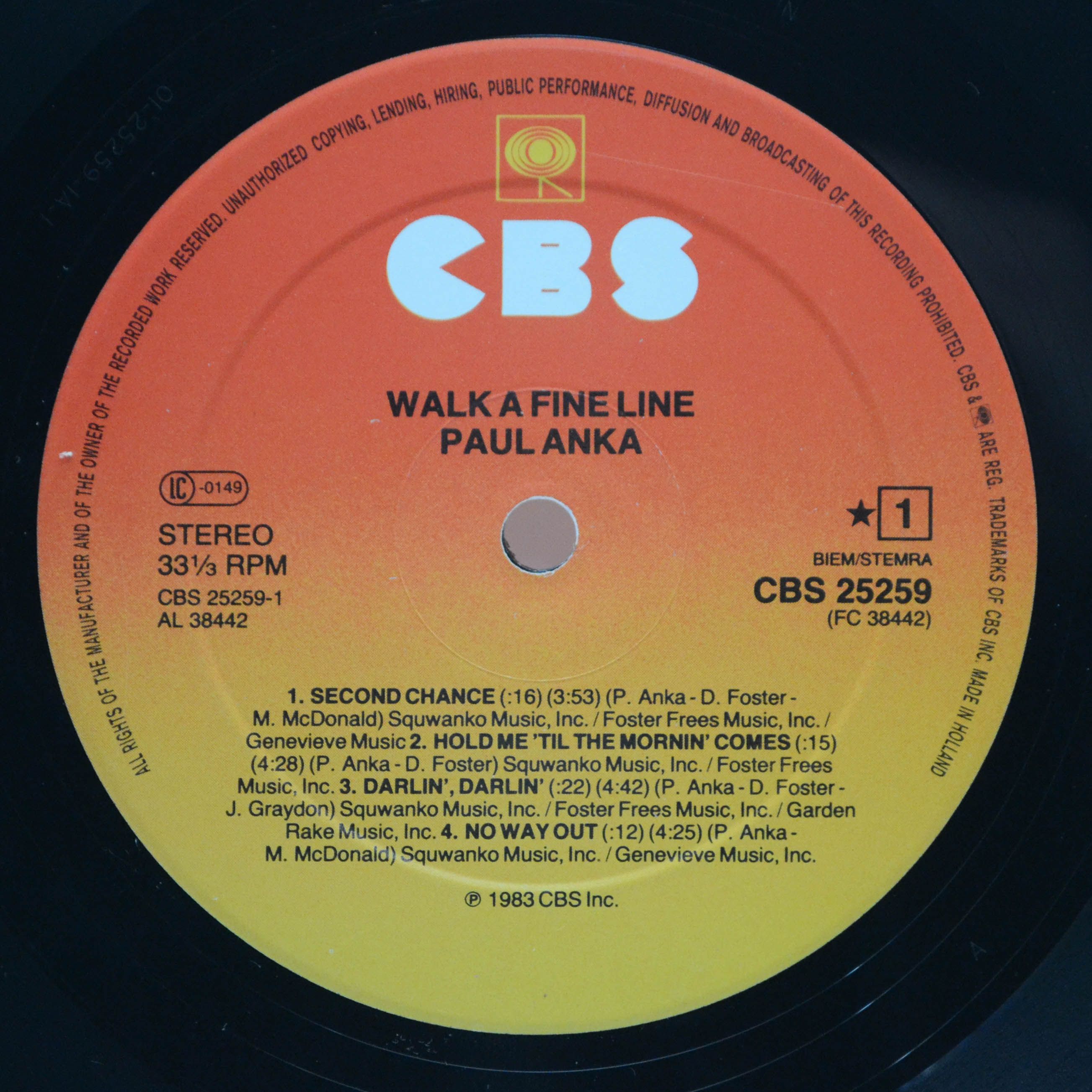 Paul Anka — Walk A Fine Line, 1983