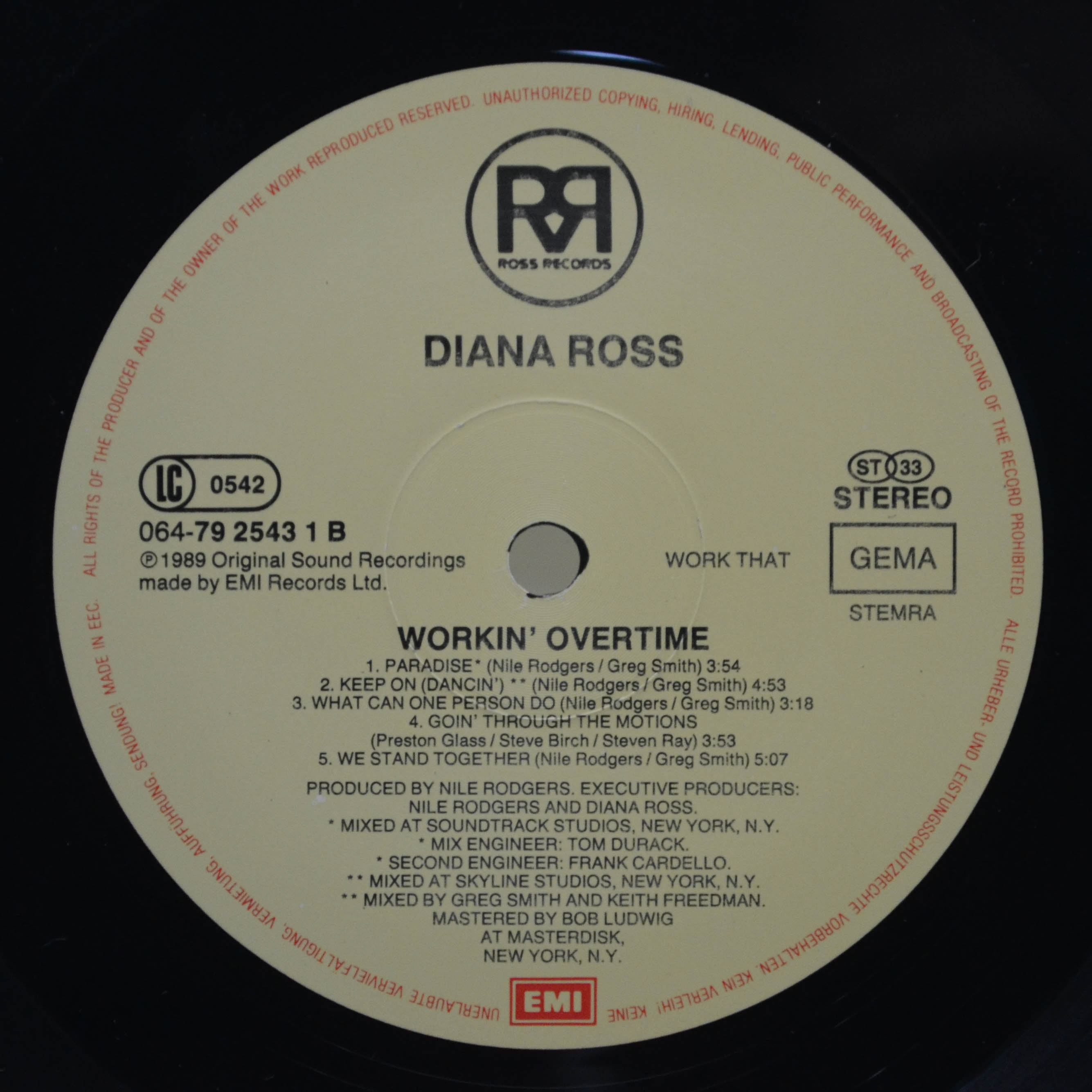Diana — Workin' Overtime, 1989