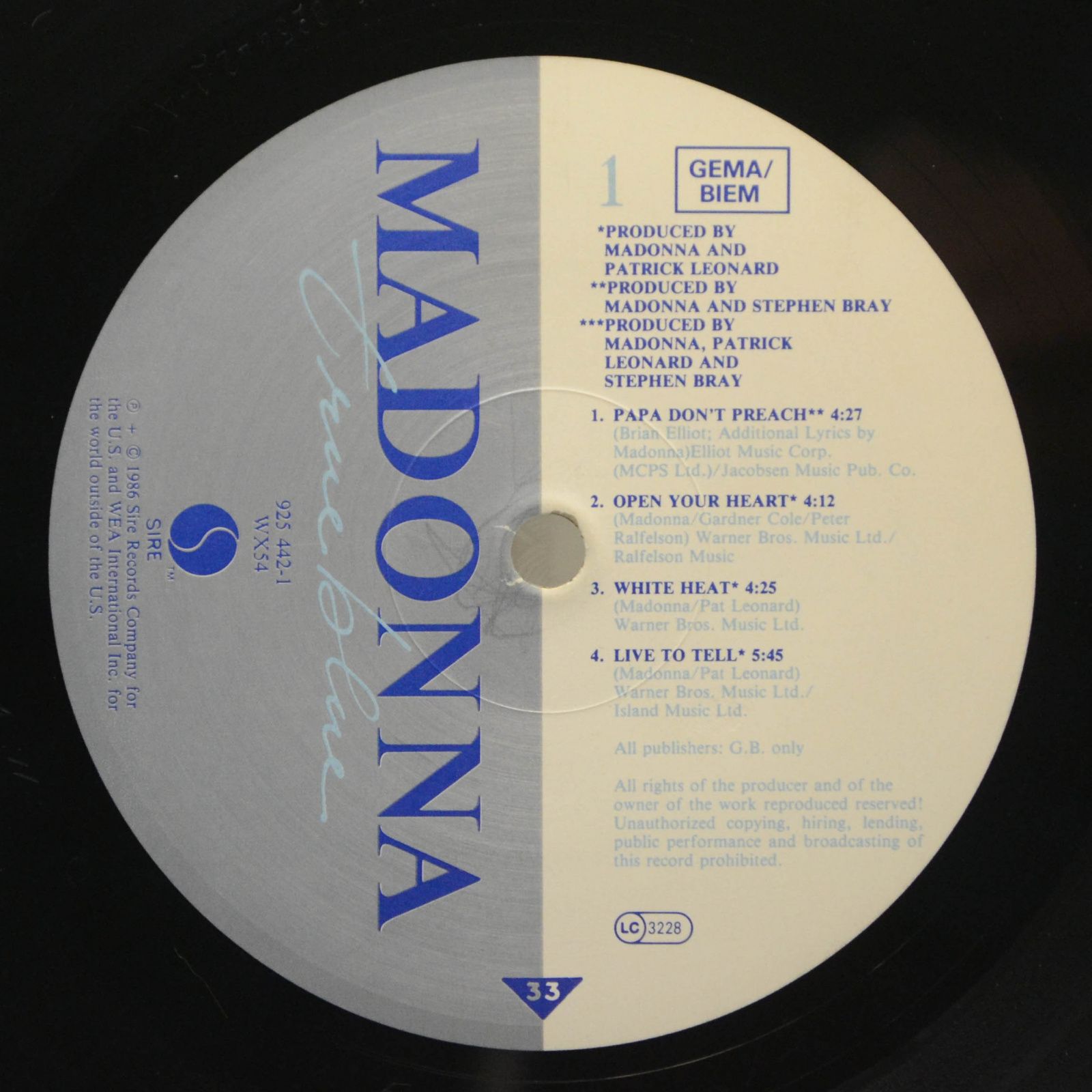Madonna — True Blue, 1986