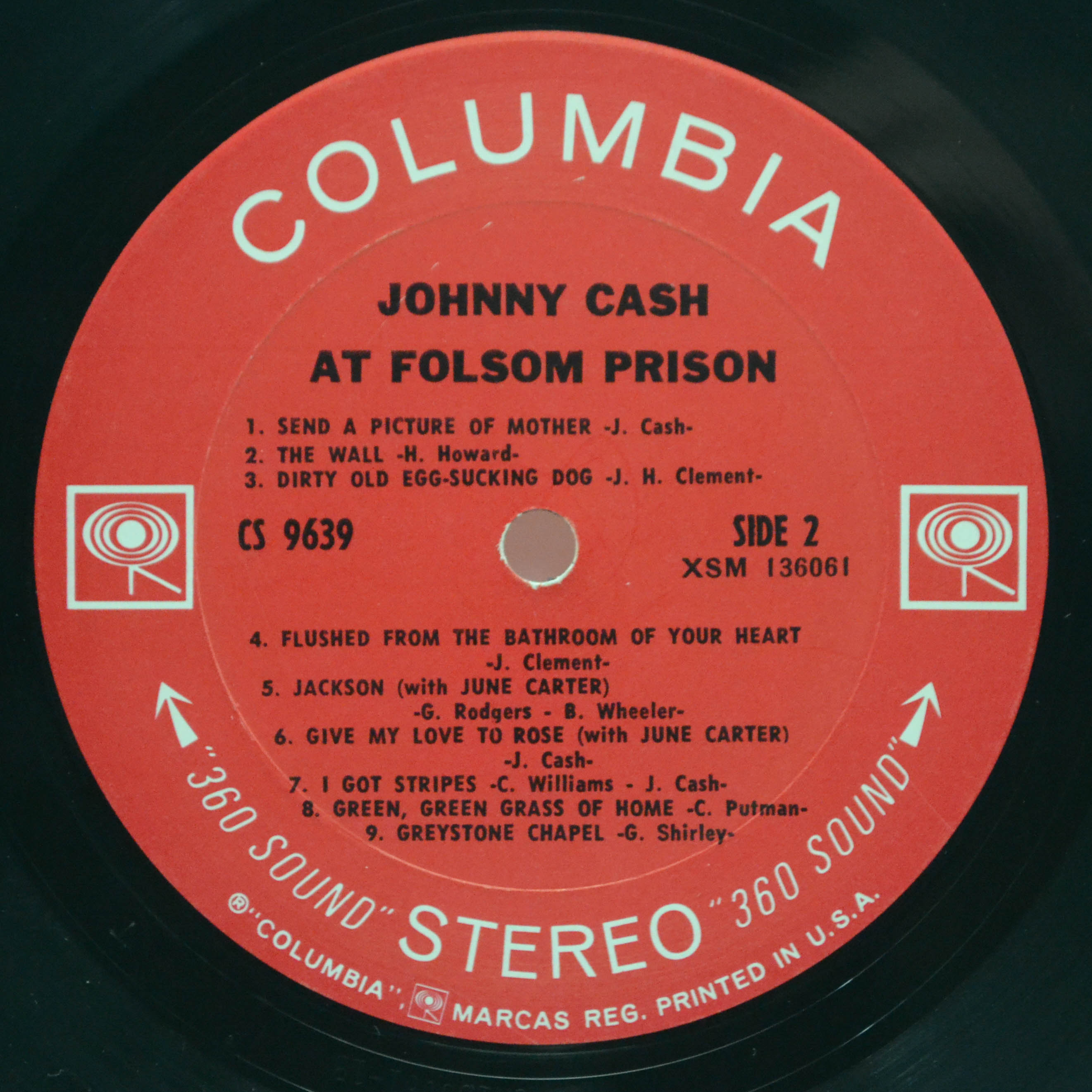 Виниловая пластинка Johnny Cash — At Folsom Prison (1-st, USA), 1968