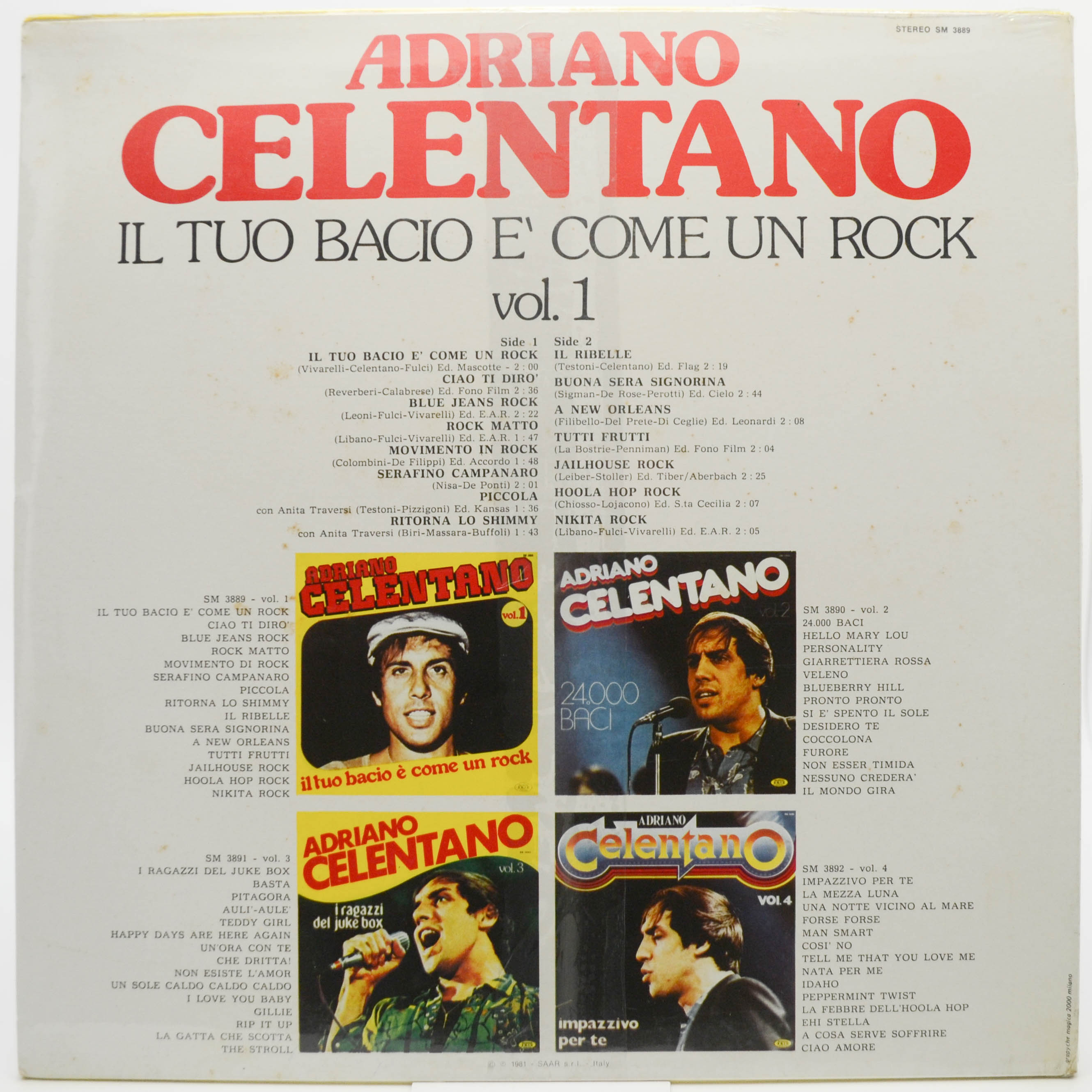 Adriano Celentano — Vol. 1 - Il Tuo Bacio È Come Un Rock (Italy), 1981