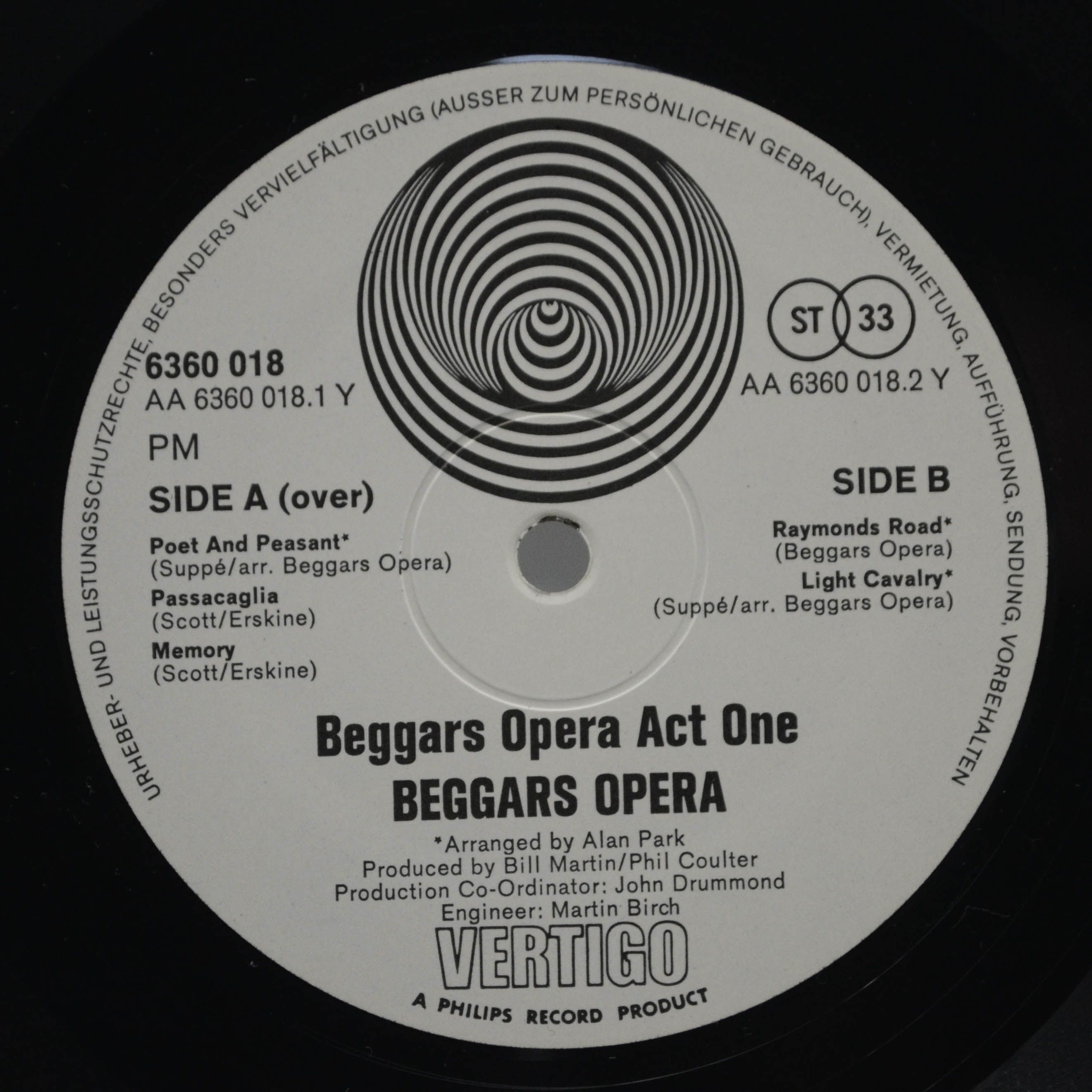 Beggar's Opera — Act One (Vertigo Swirl), 1970