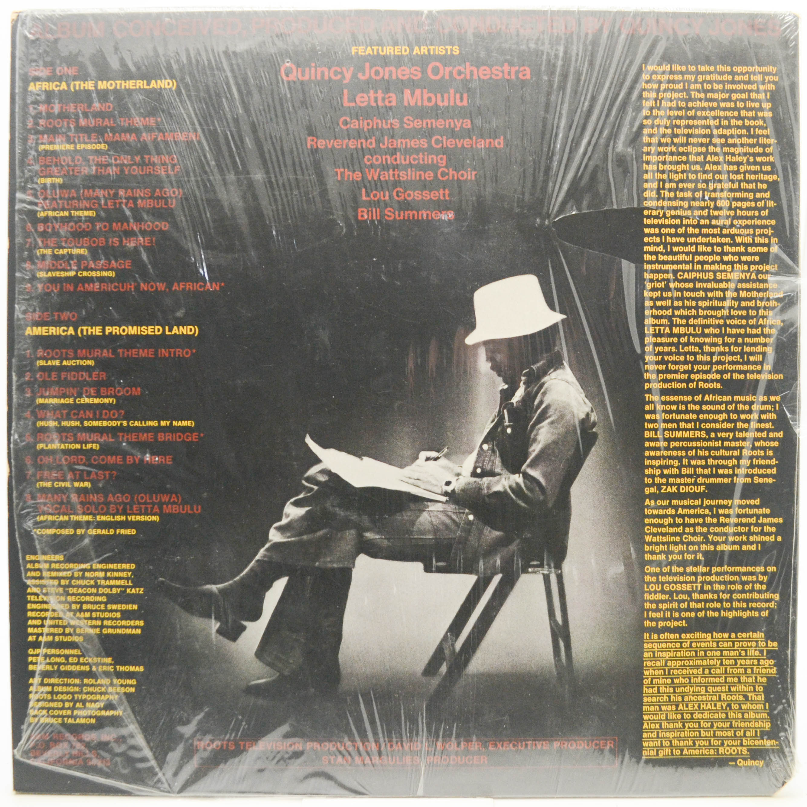 Виниловая пластинка Quincy Jones — Roots (The Saga Of An American Family) (1-st, USA, poster), 1977