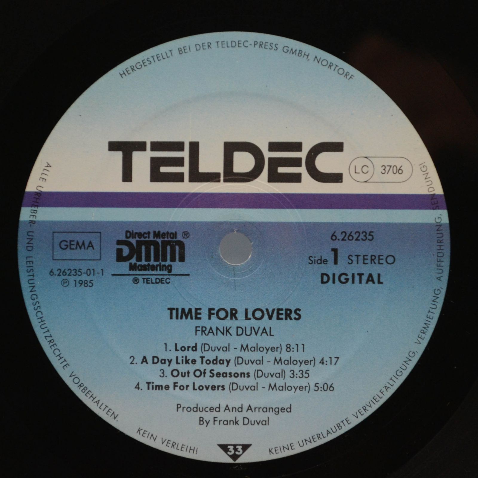 Frank Duval — Time For Lovers, 1985