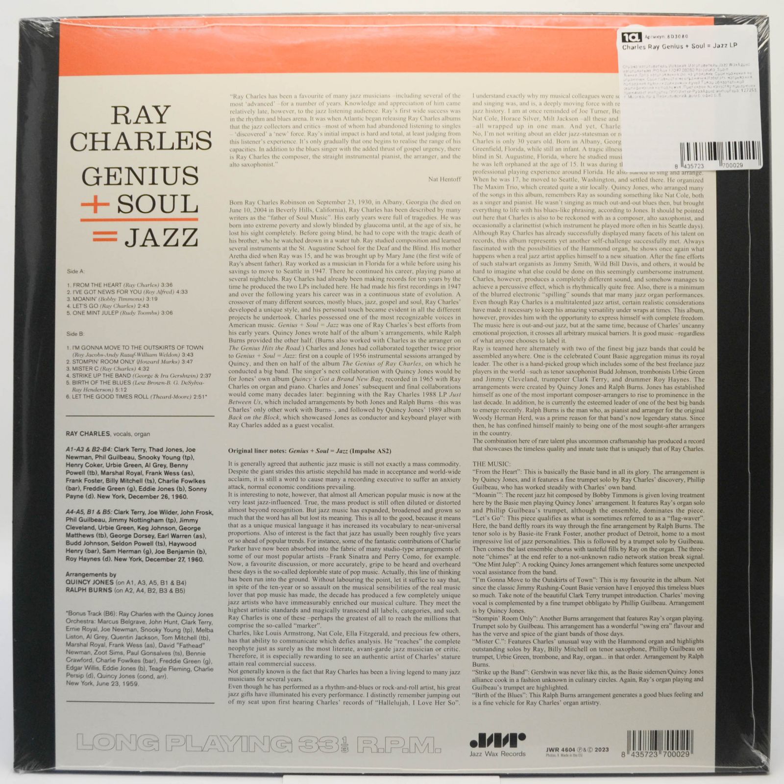Ray Charles — Genius + Soul = Jazz, 1961