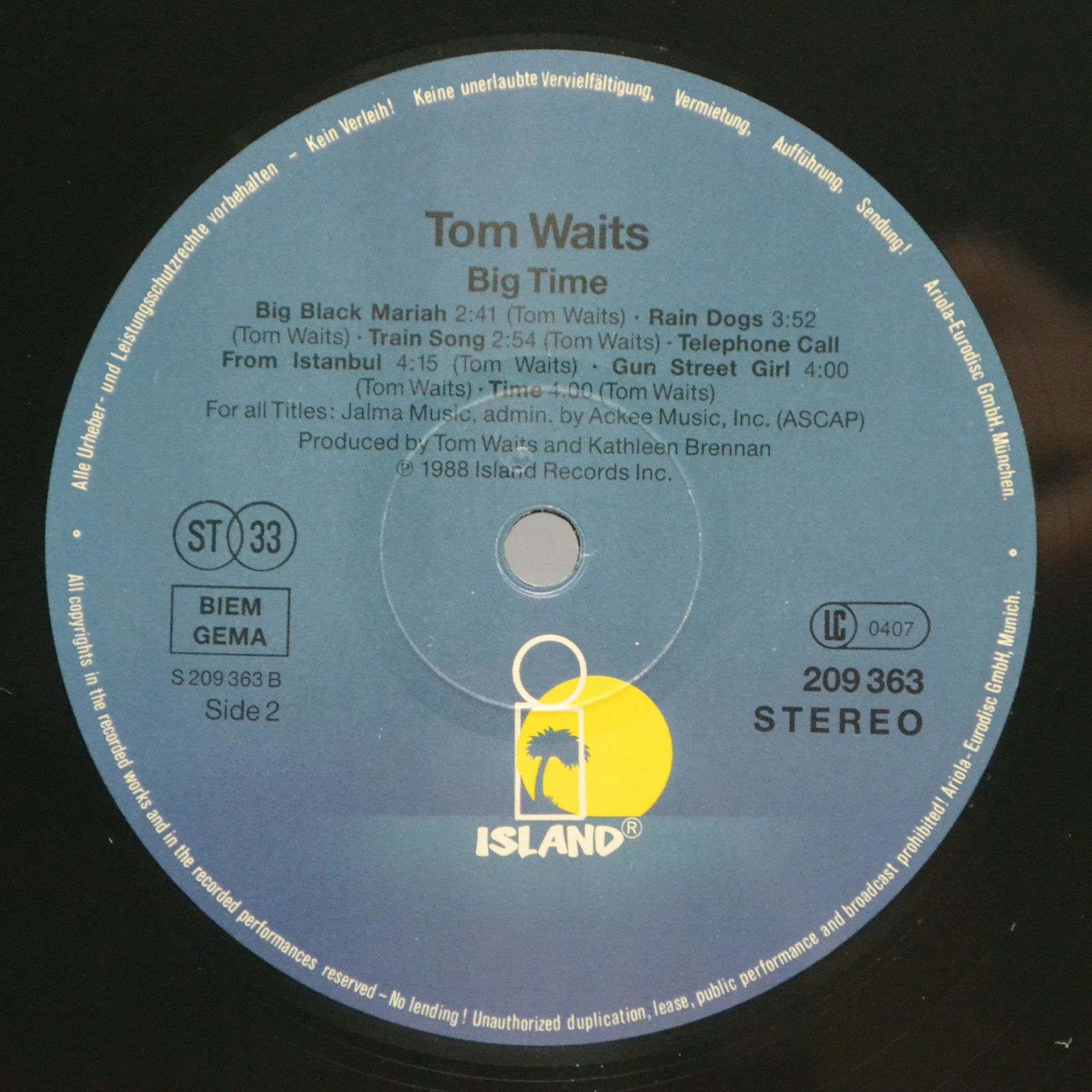 Tom Waits — Big Time, 1988