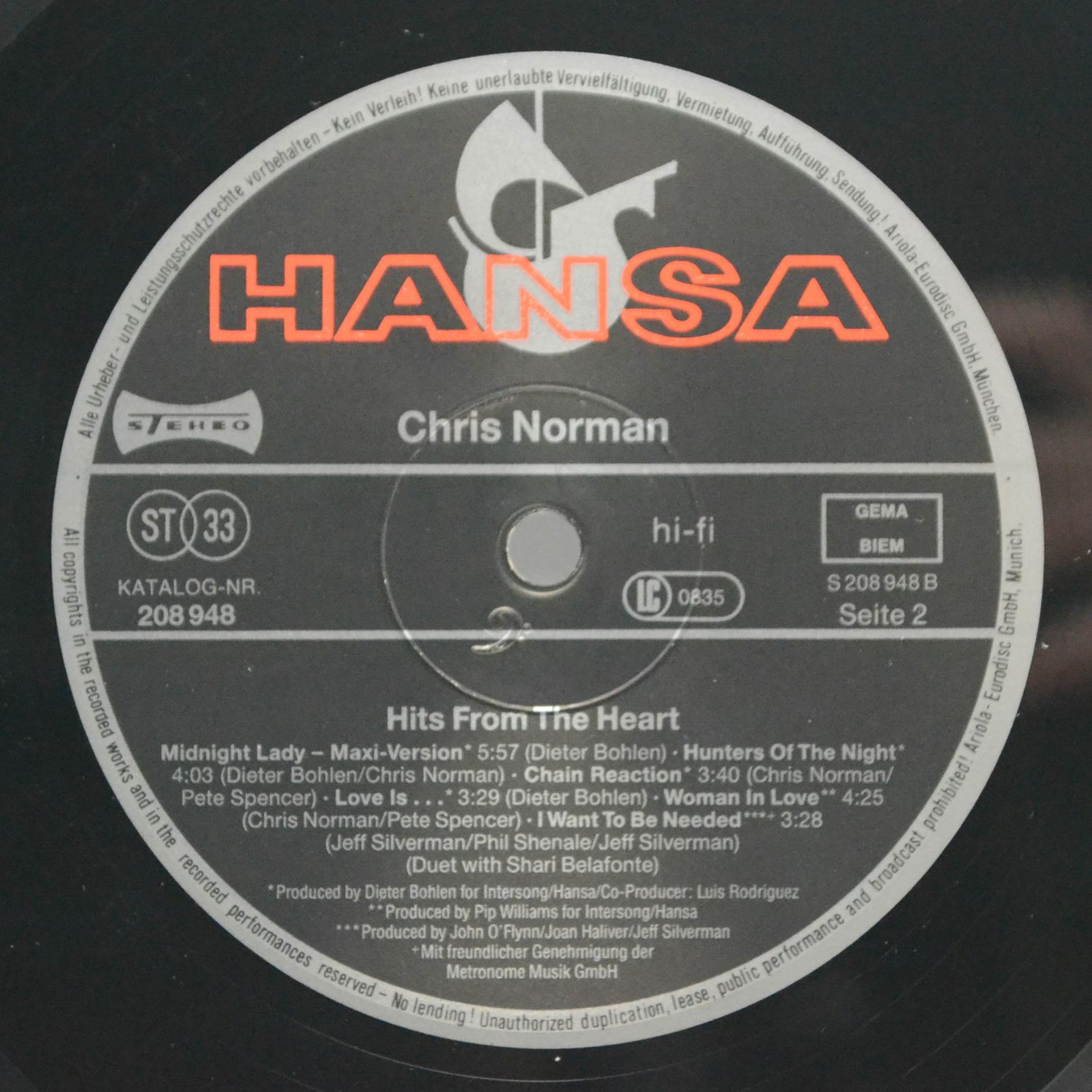 Chris Norman — Hits From The Heart, 1988
