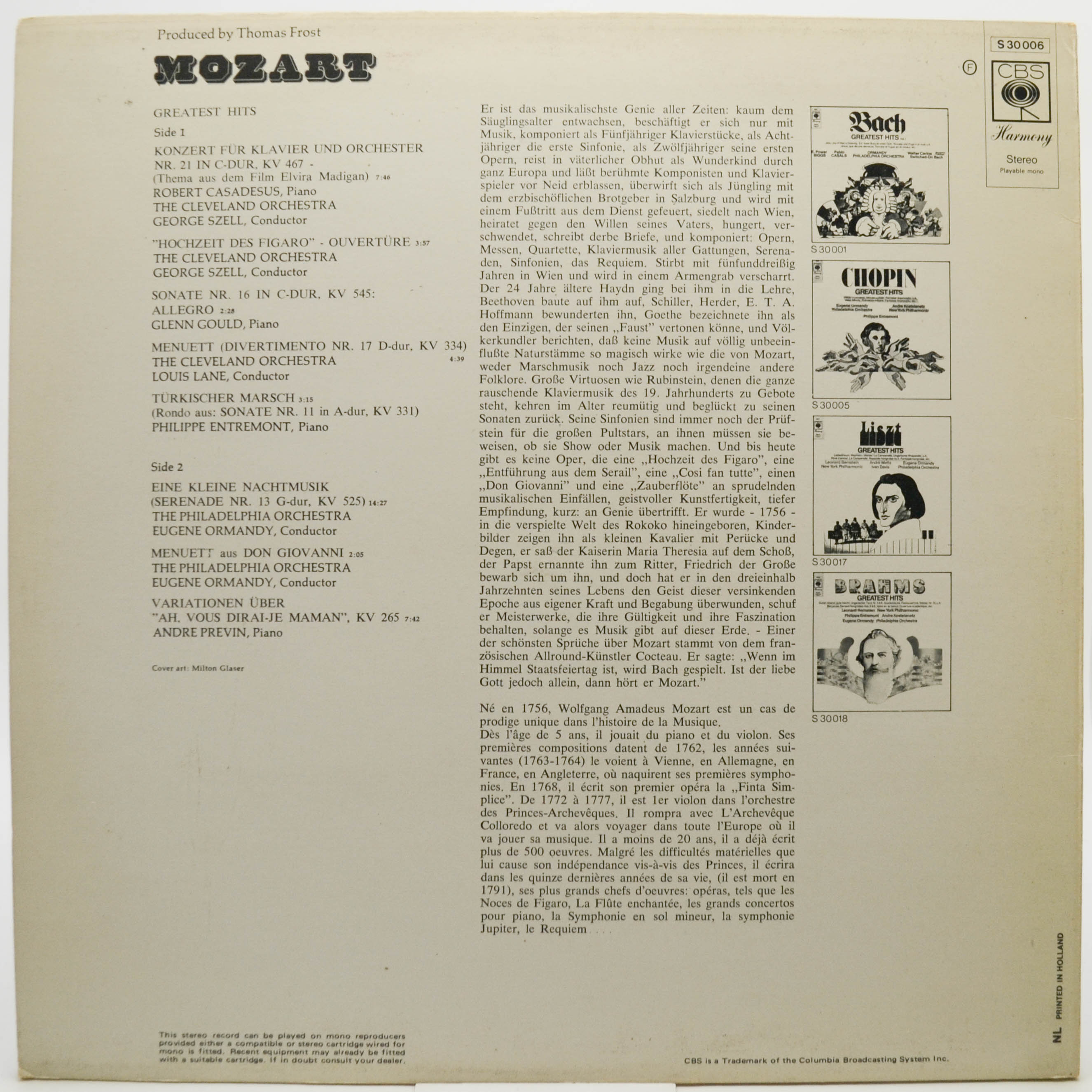 Mozart — Mozart's Greatest Hits, 1972