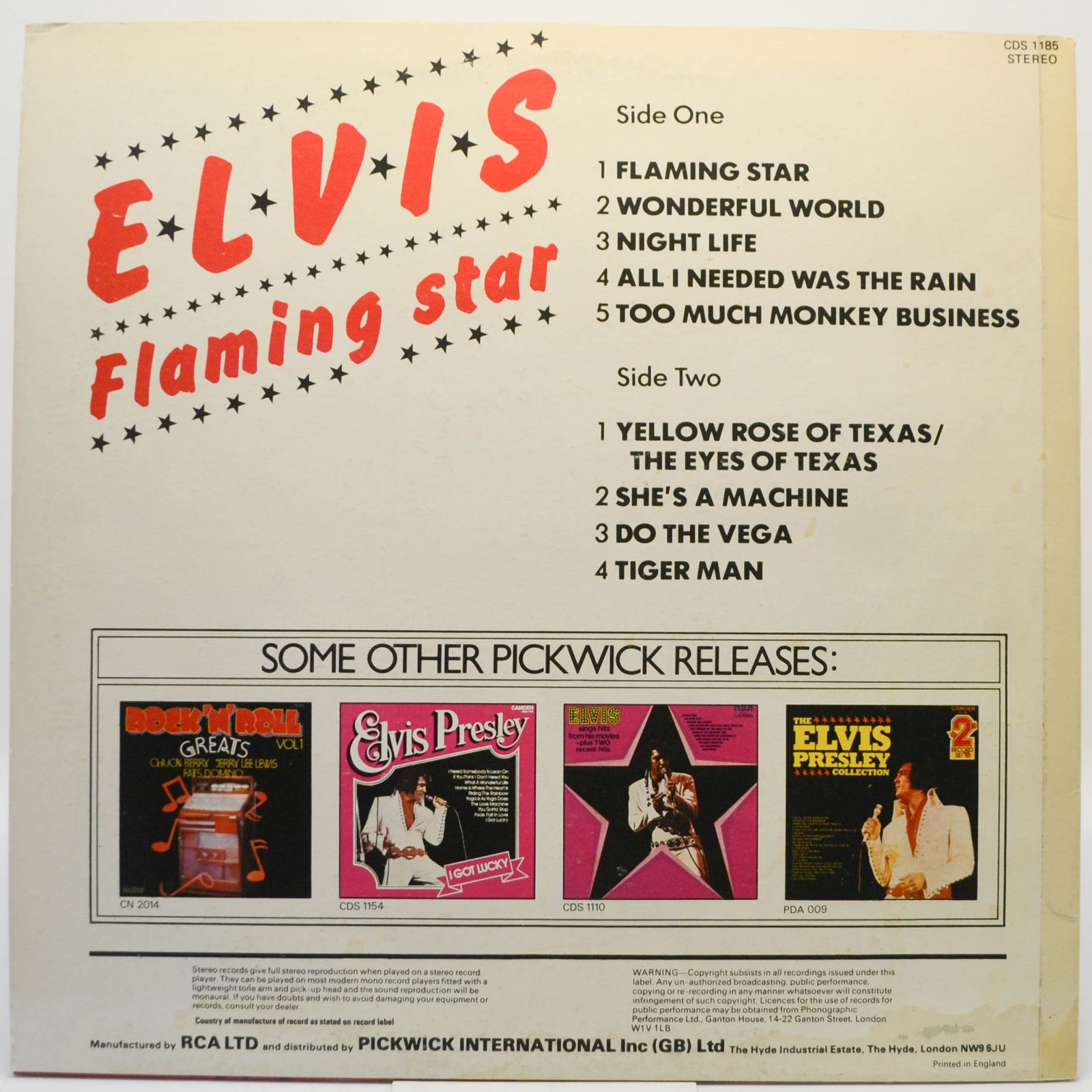 Elvis — Flaming Star (UK), 1980
