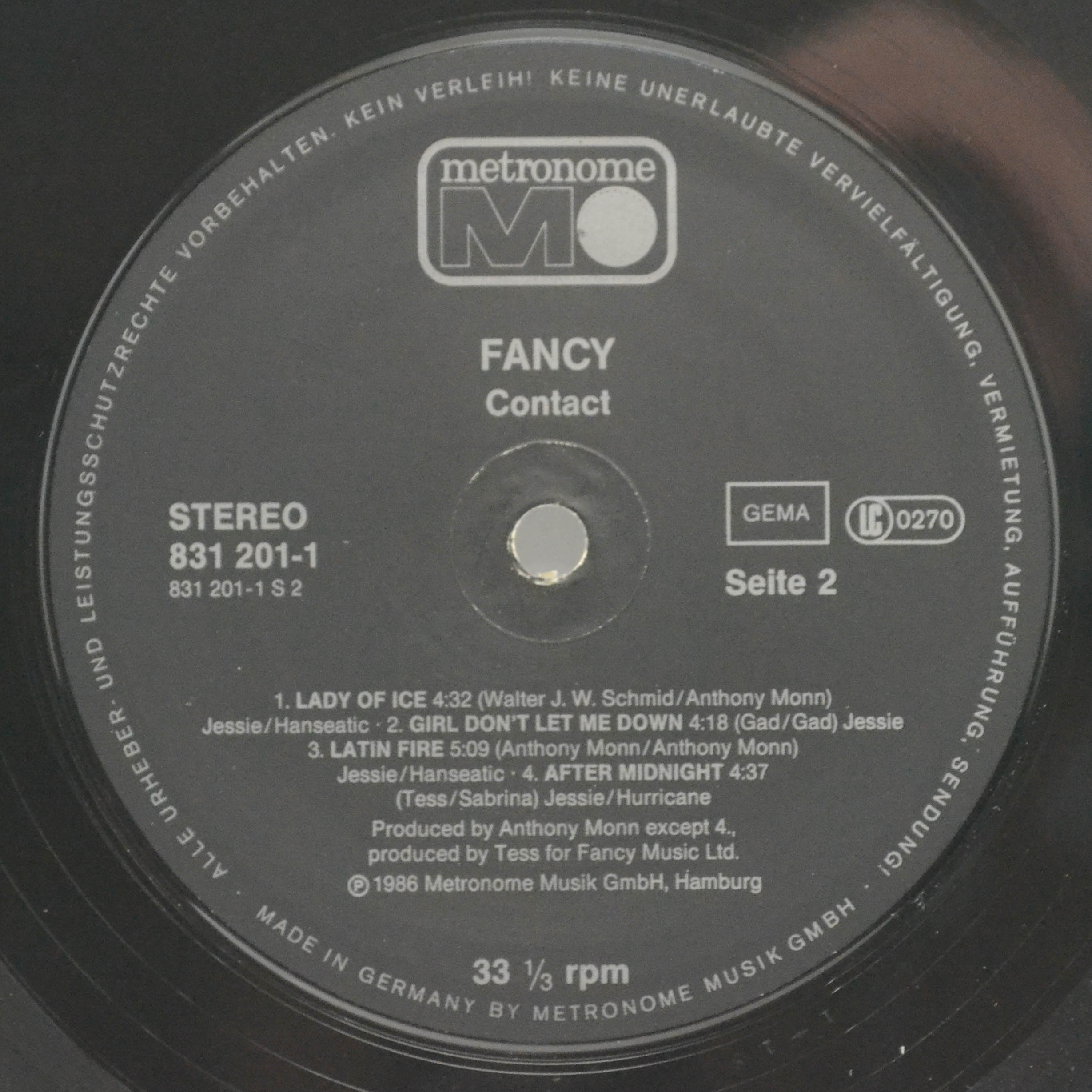 Виниловая пластинка Fancy — Contact (1-st, Germany), 1986