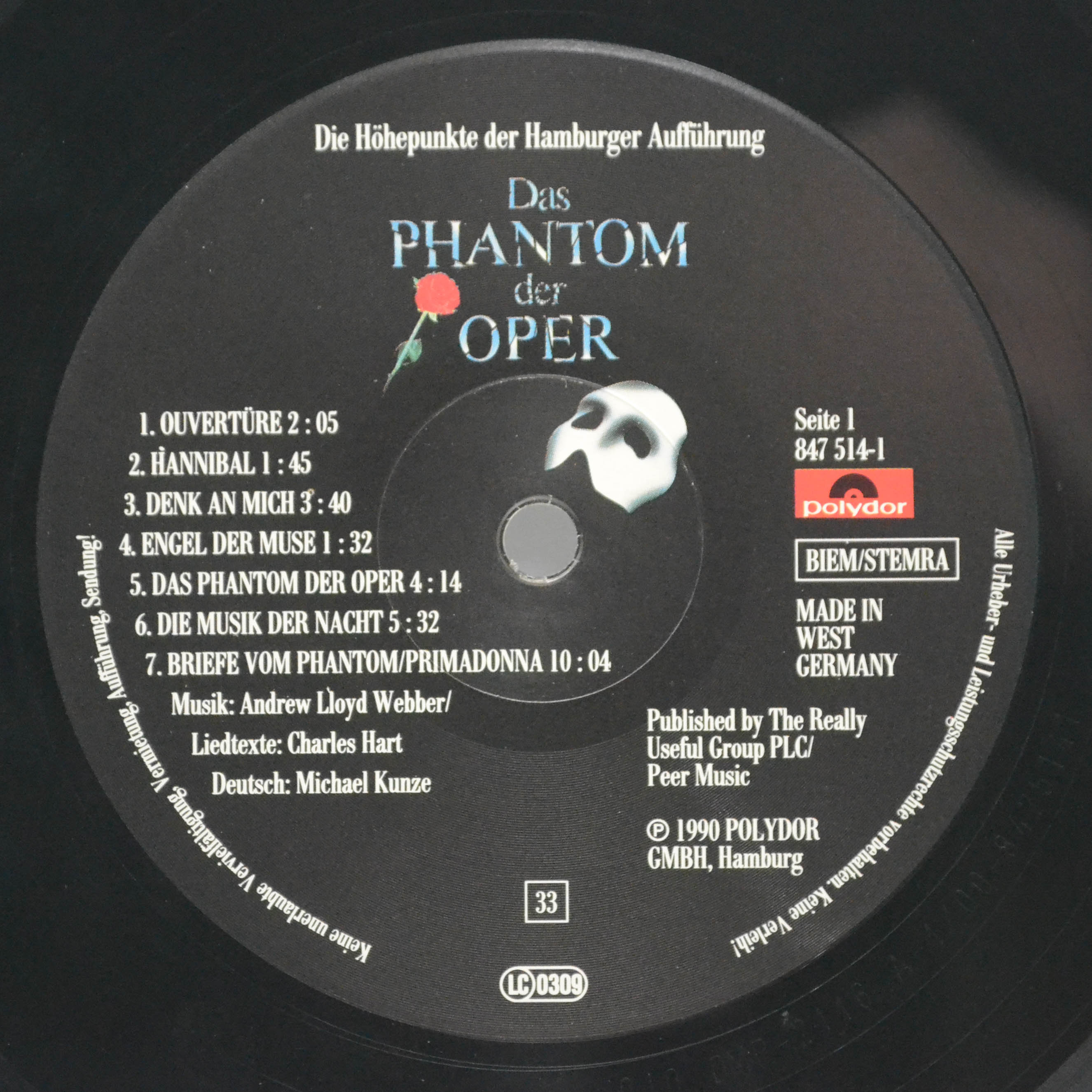 Various — Das Phantom Der Oper (Die Höhepunkte Der Hamburger Aufführung), 1990