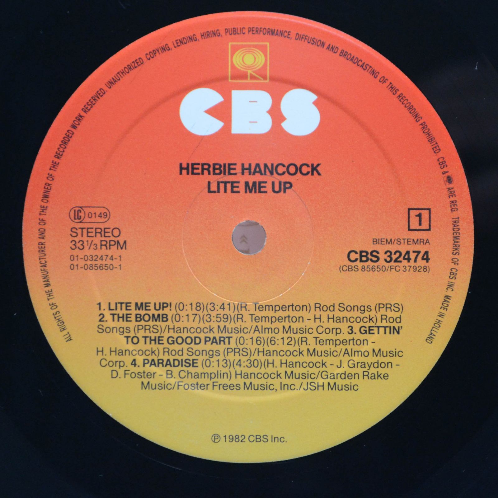 Herbie Hancock — Lite Me Up, 1982