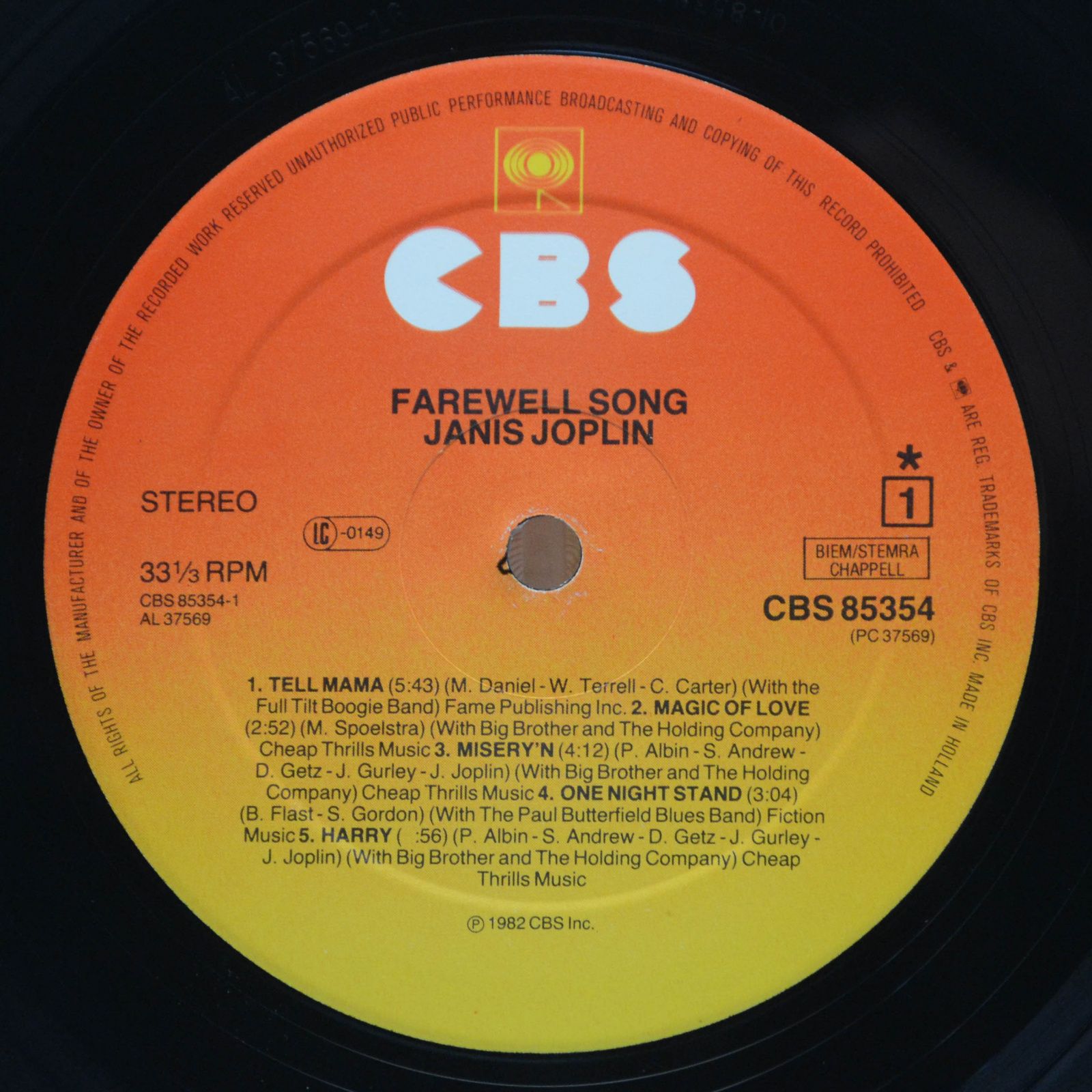 Janis Joplin — Farewell Song, 1982