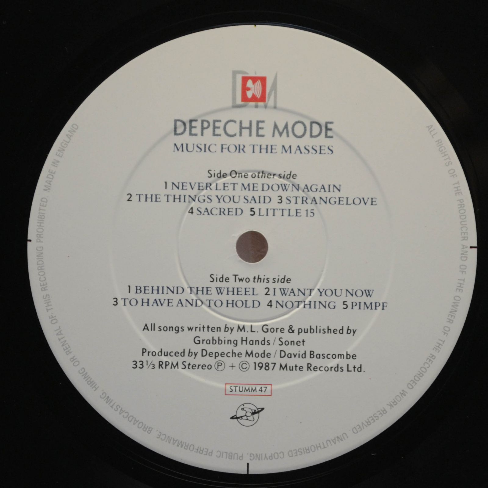 Depeche Mode — Music For The Masses (1-st, UK), 1987
