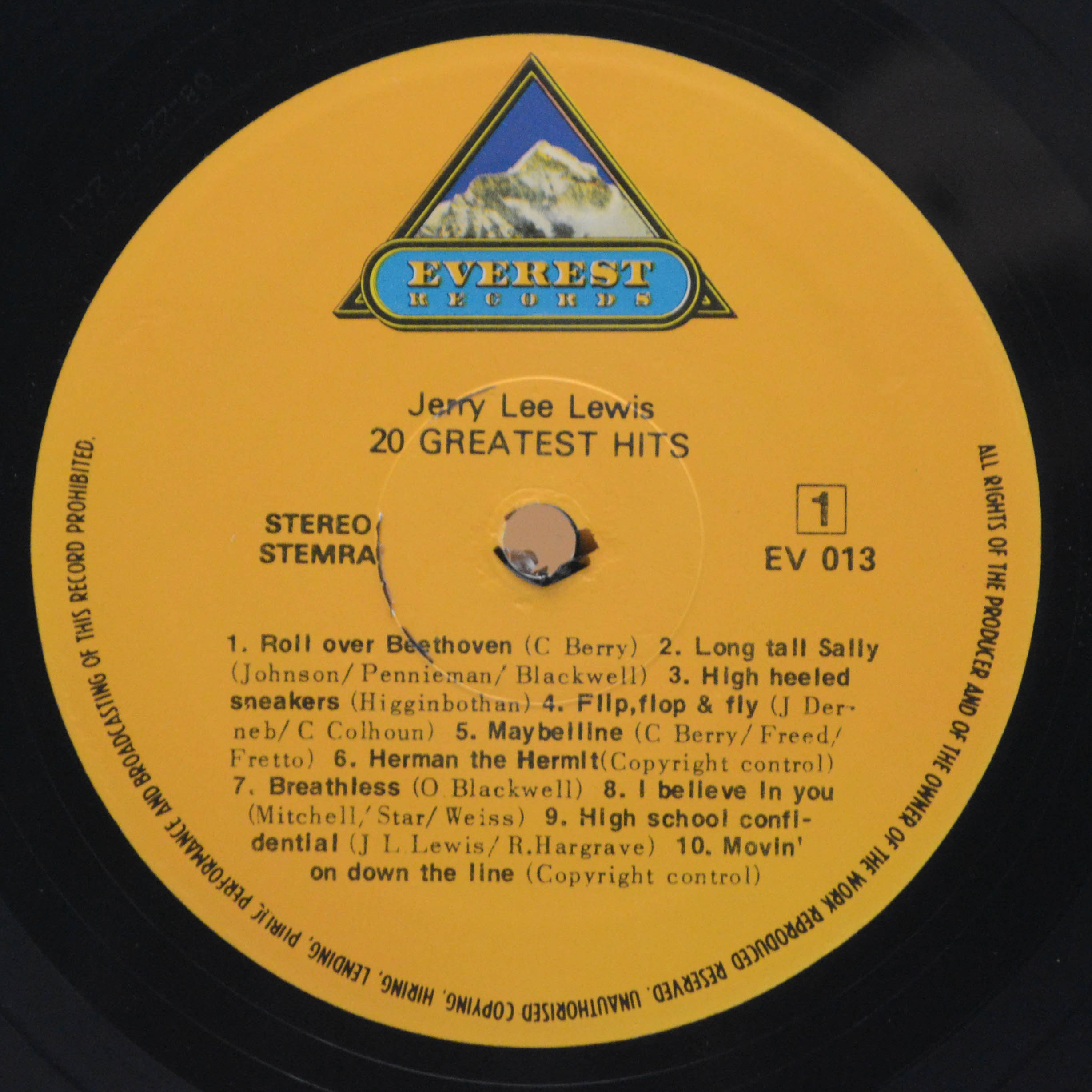 Виниловая пластинка Jerry Lee Lewis — 20 Greatest Hits, 1982