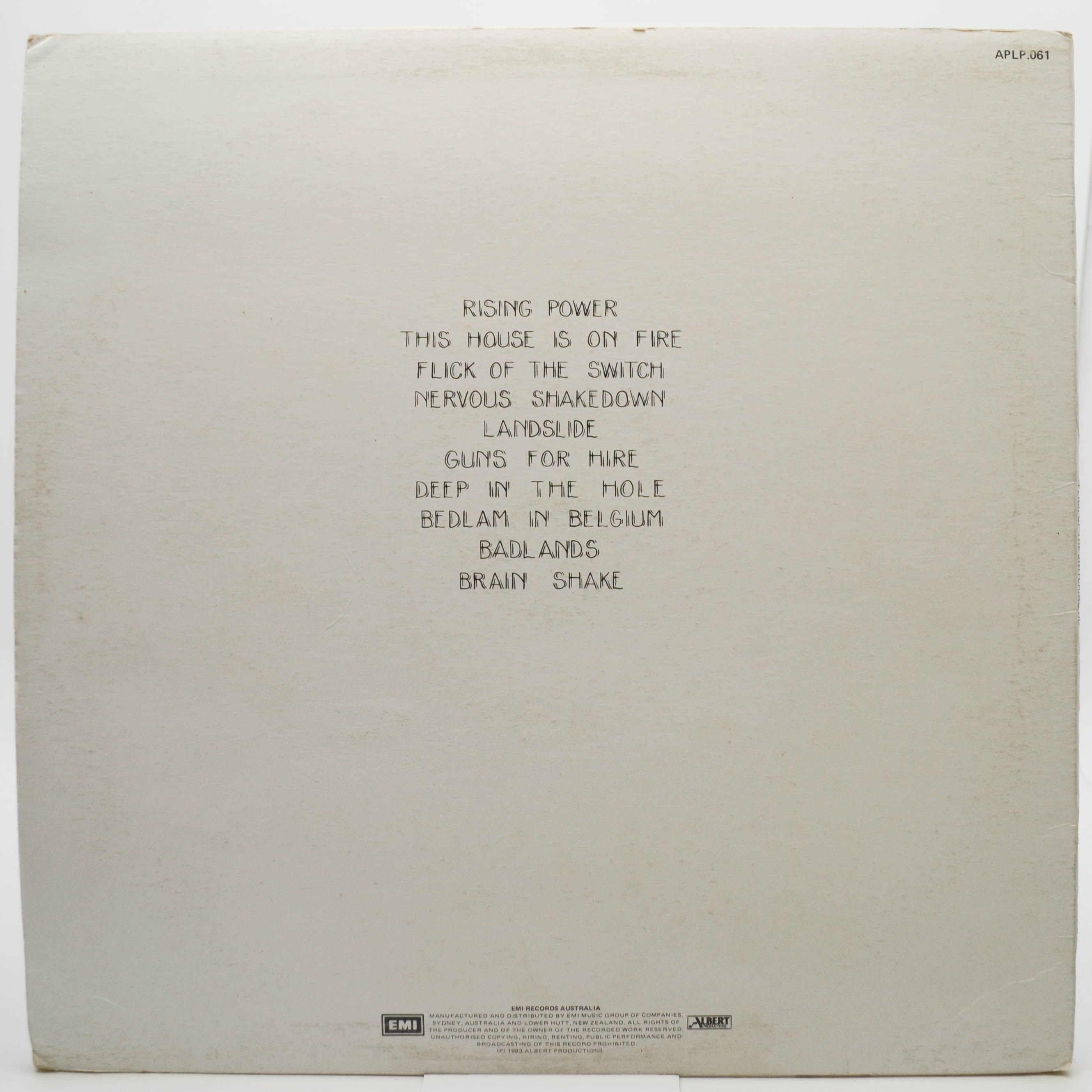 AC/DC — Flick Of The Switch (1-st, Australia), 1983