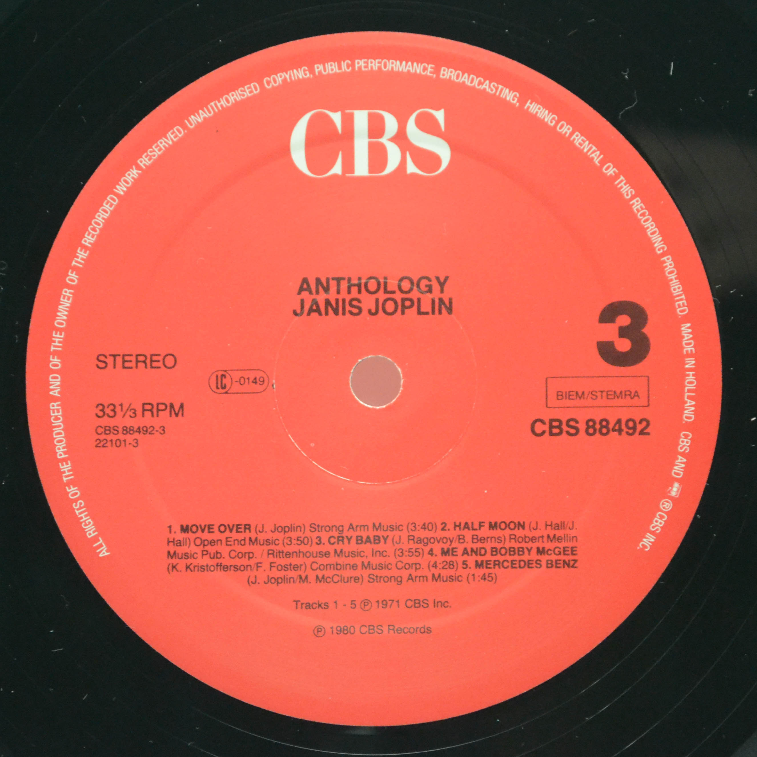 Janis Joplin — Anthology (2LP), 1980