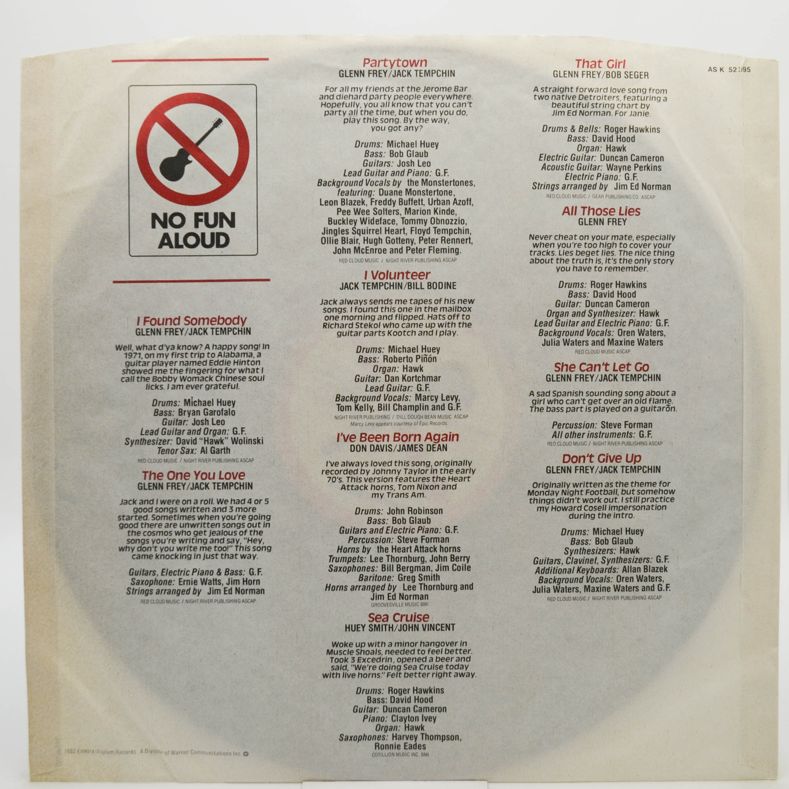 Виниловая пластинка Glenn Frey — No Fun Aloud, 1982