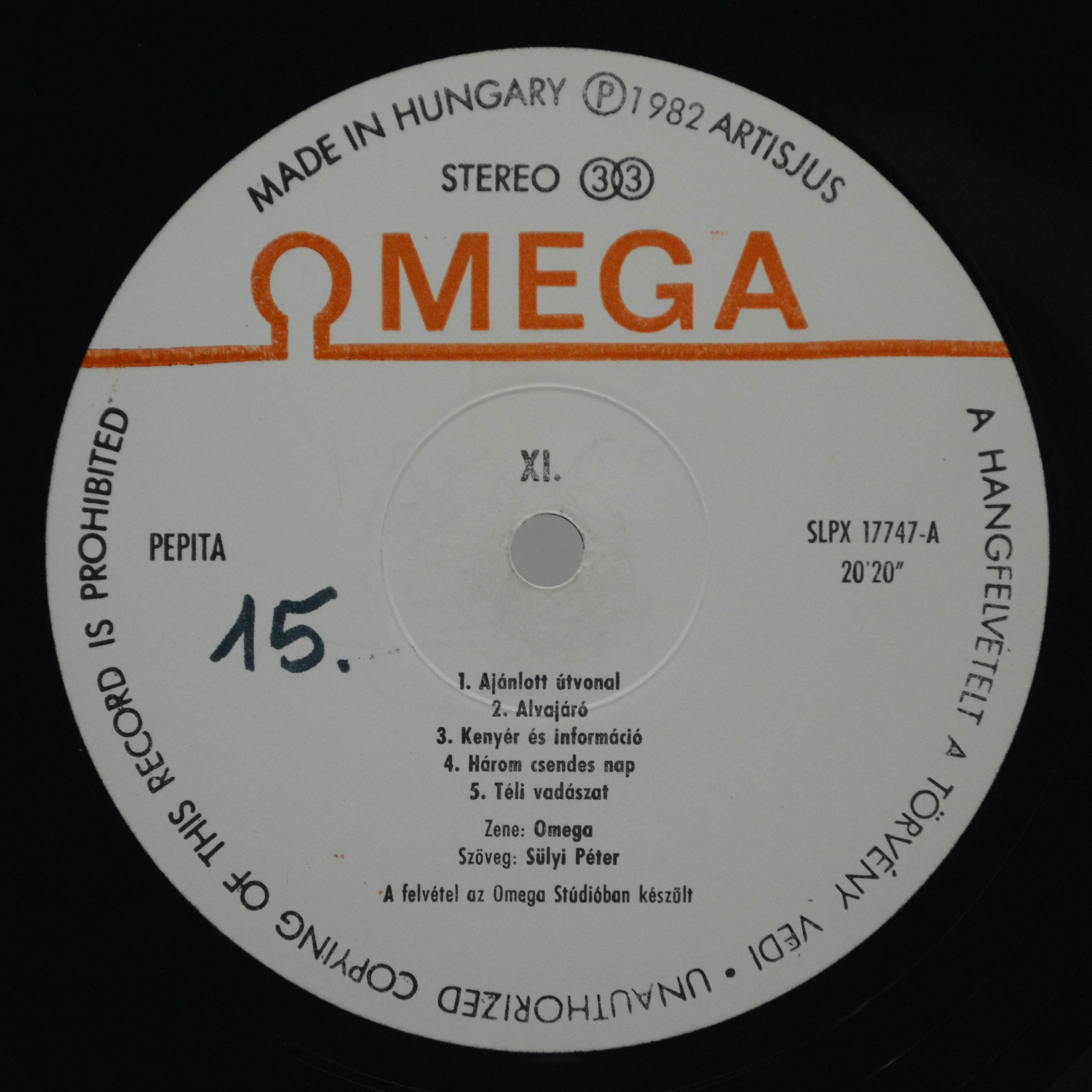 Omega — XI. (1-st, Hungary), 1982