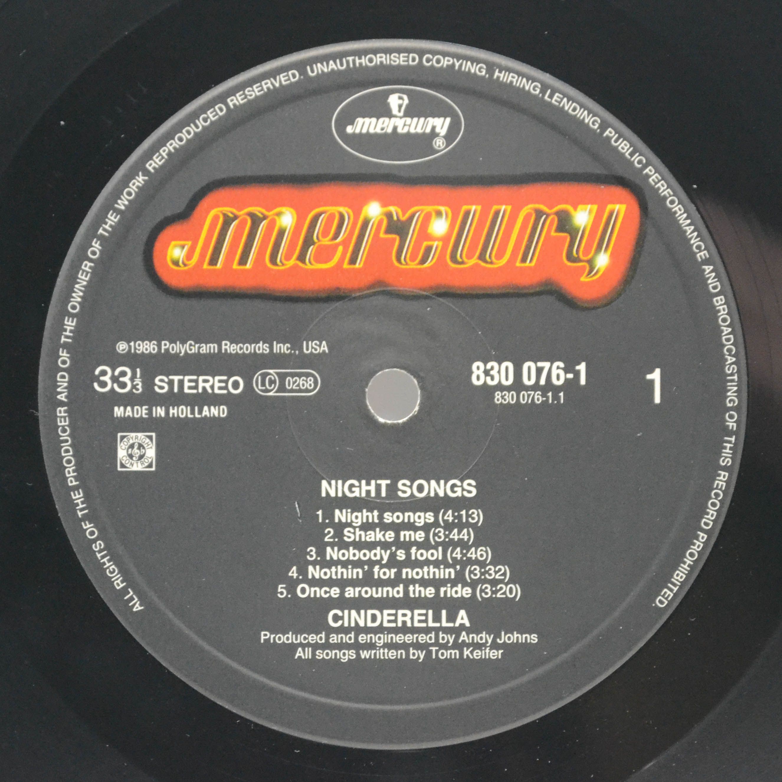 Cinderella — Night Songs, 1986