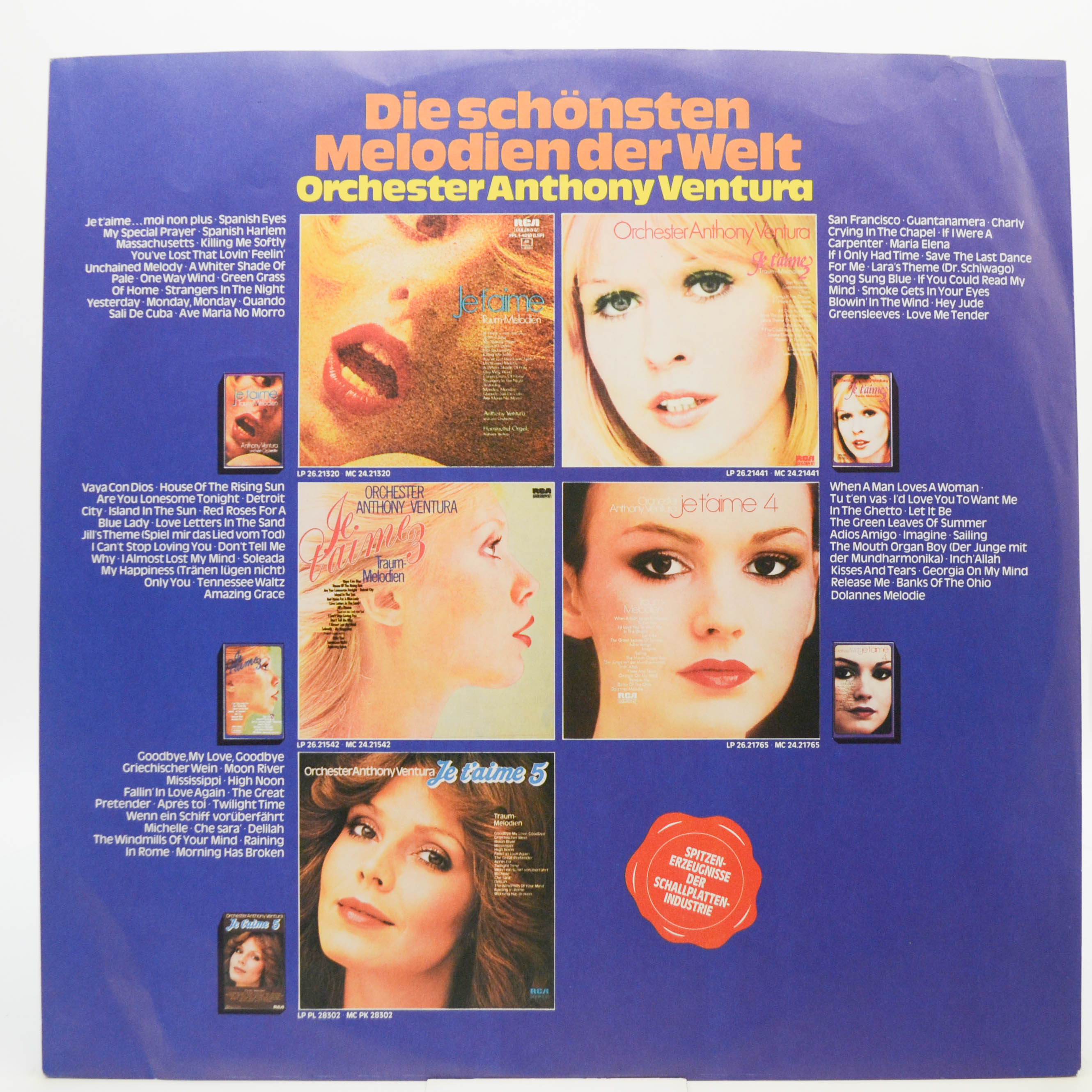 Виниловая пластинка Orchester Anthony Ventura — Je T'aime 8, 1979