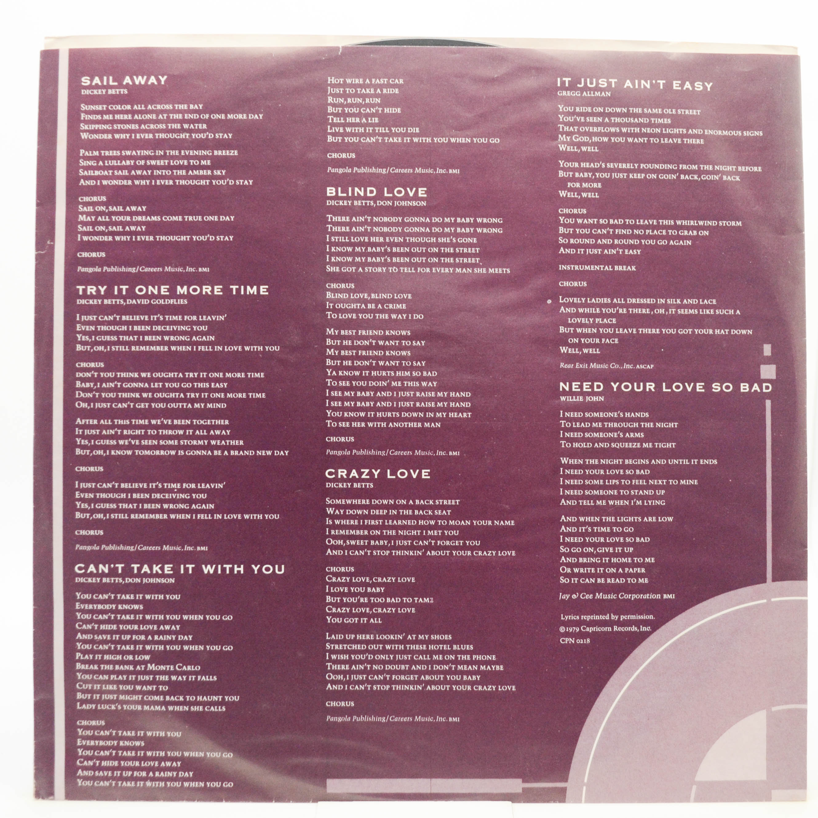 Allman Brothers Band — Enlightened Rogues (1-st, USA), 1979