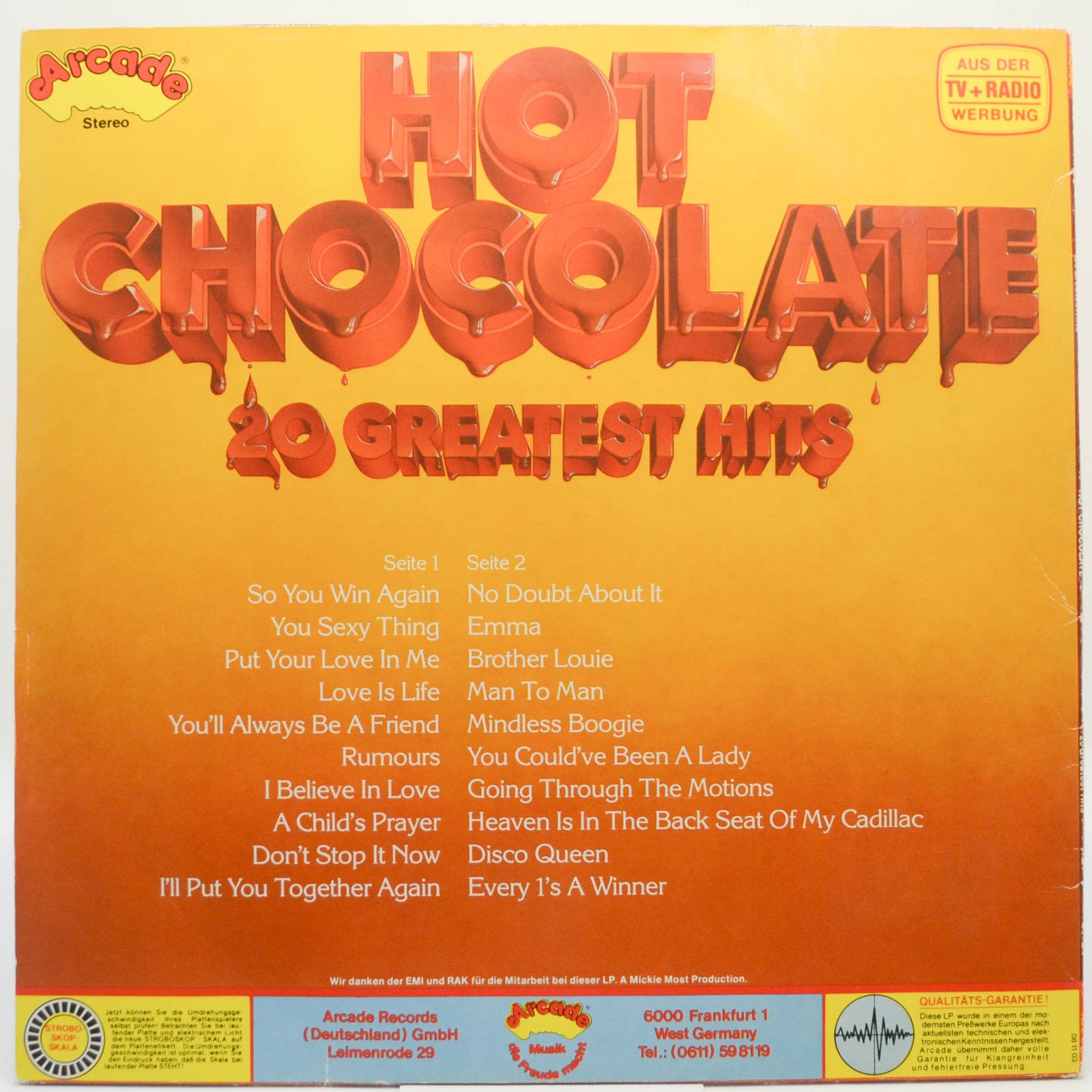 Hot Chocolate — 20 Greatest Hits, 1980