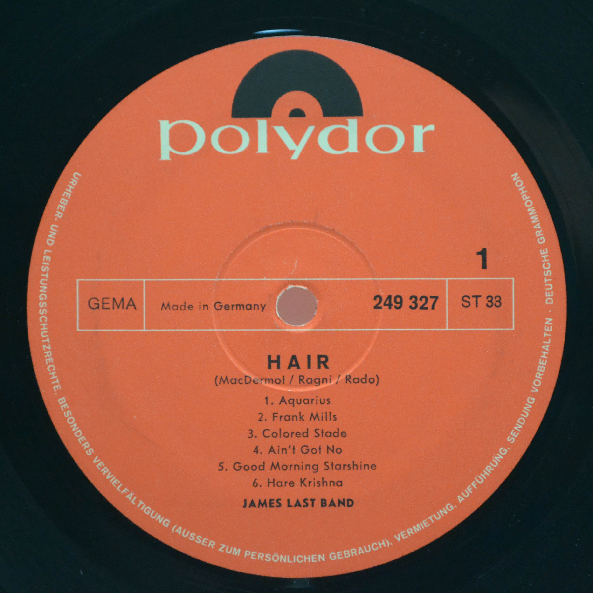 Виниловая пластинка James Last — Hair, 1969