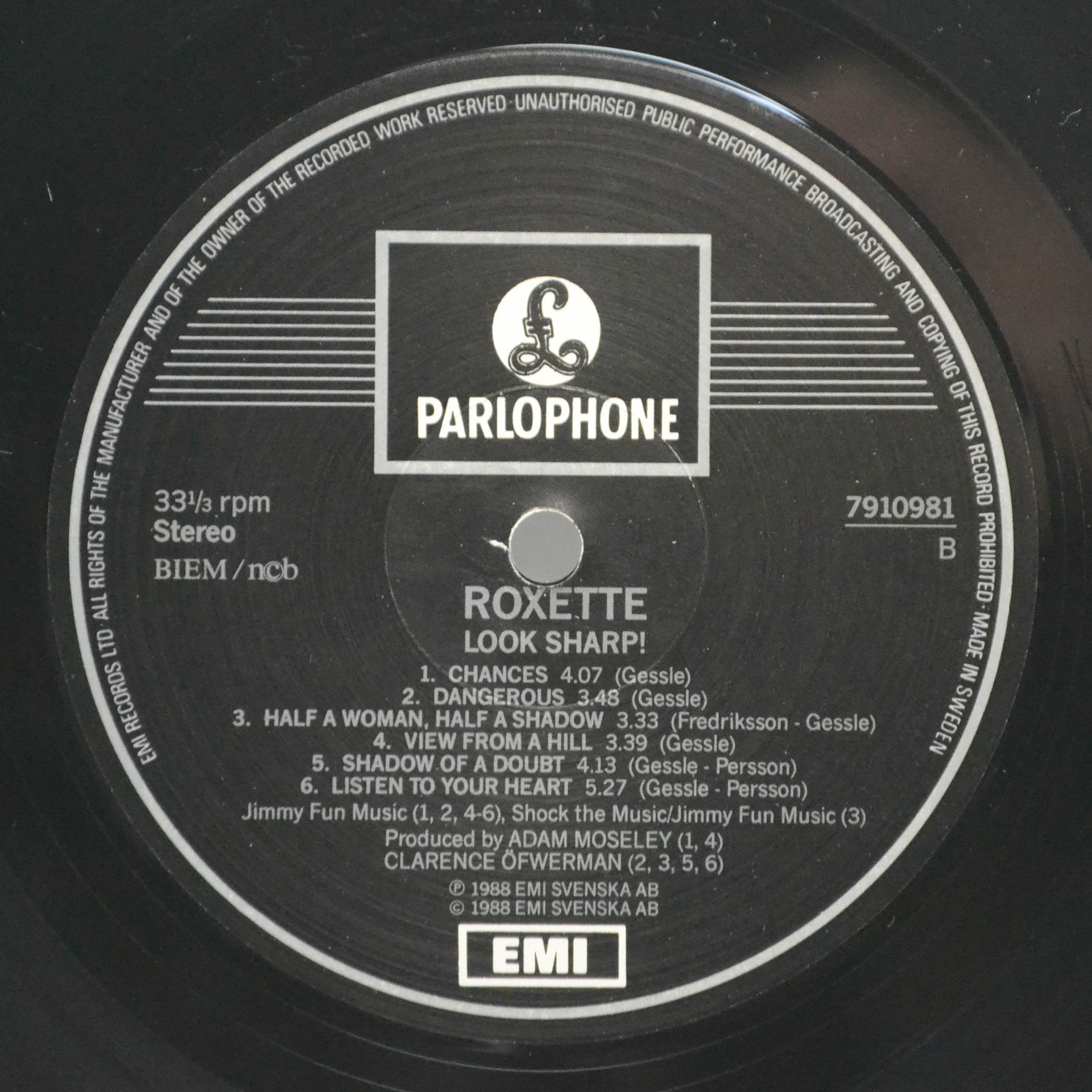 Виниловая пластинка Roxette — Look Sharp! (1-st, Sweden), 1988