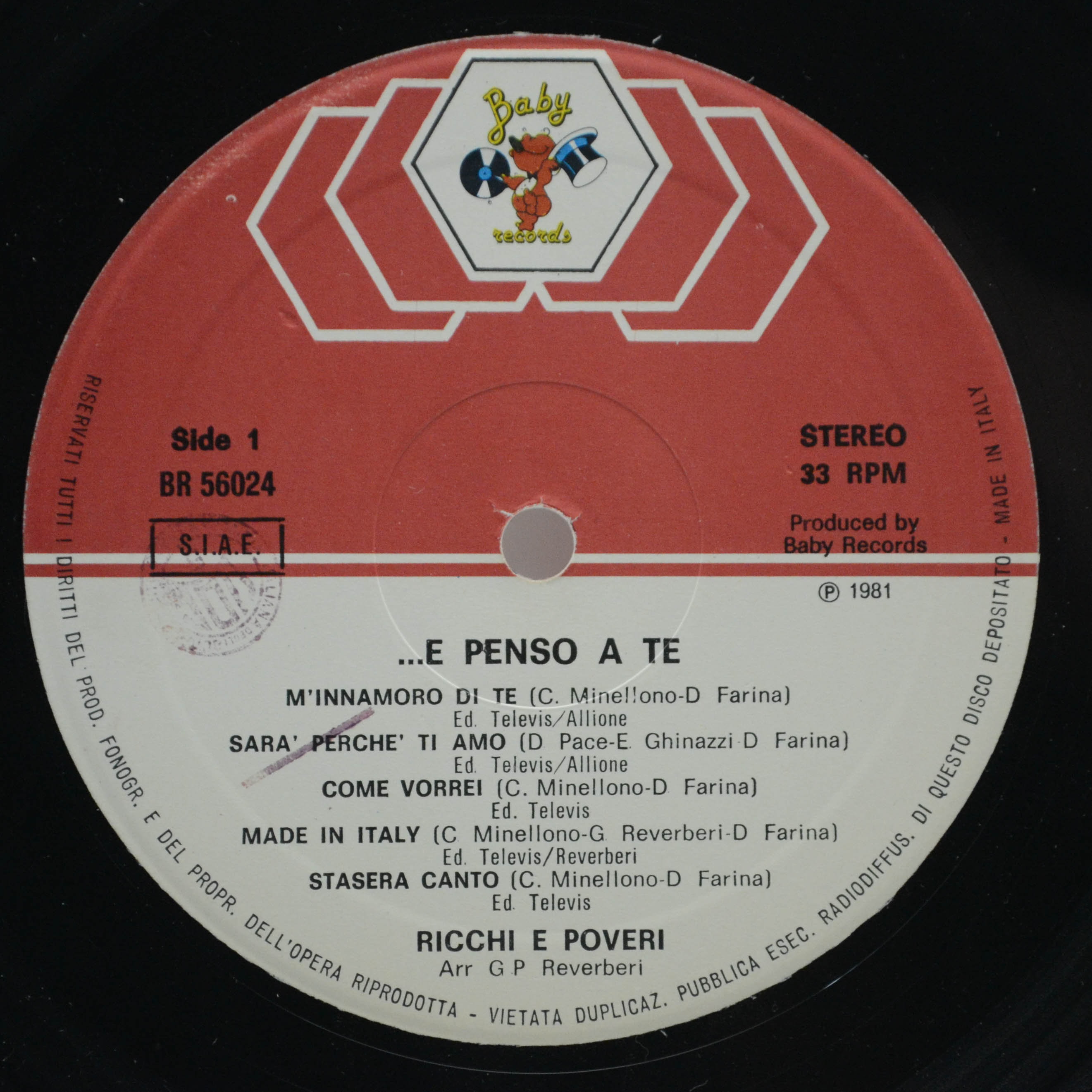 Ricchi & Poveri — ...E Penso A Te (1-st, Italy), 1981