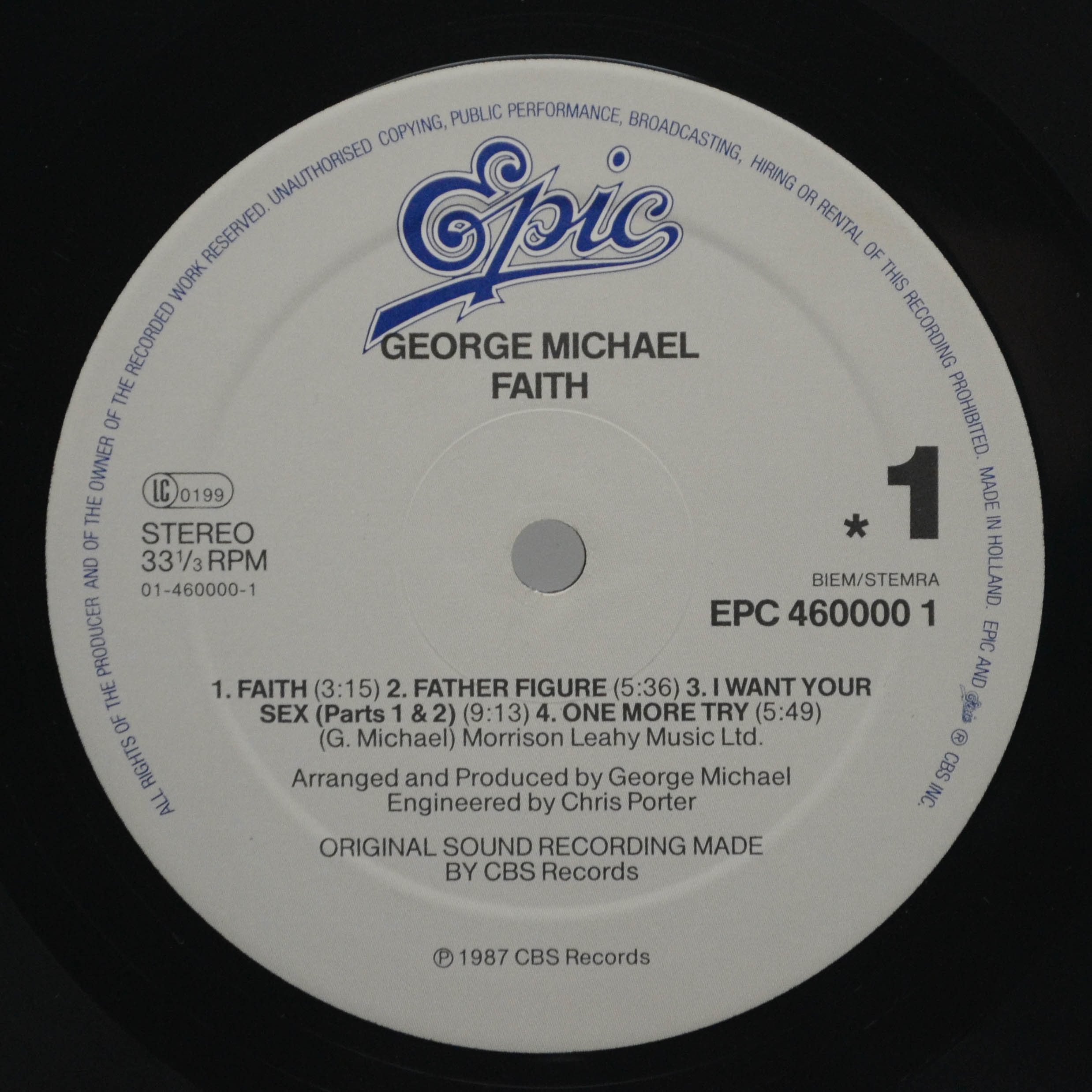 Виниловая пластинка George Michael — Faith, 1987
