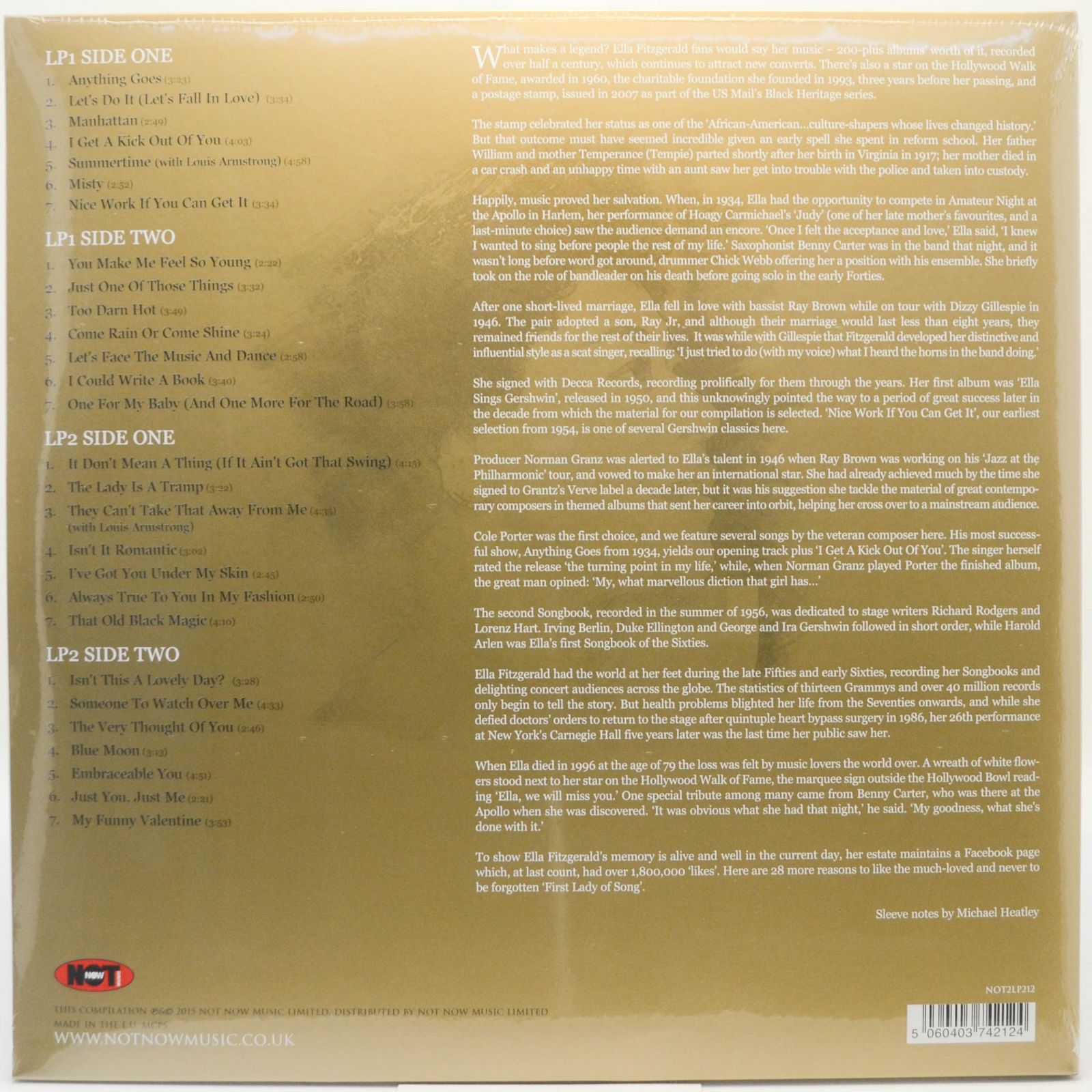 Ella Fitzgerald — Gold: The Original Classics (2LP, UK), 2015