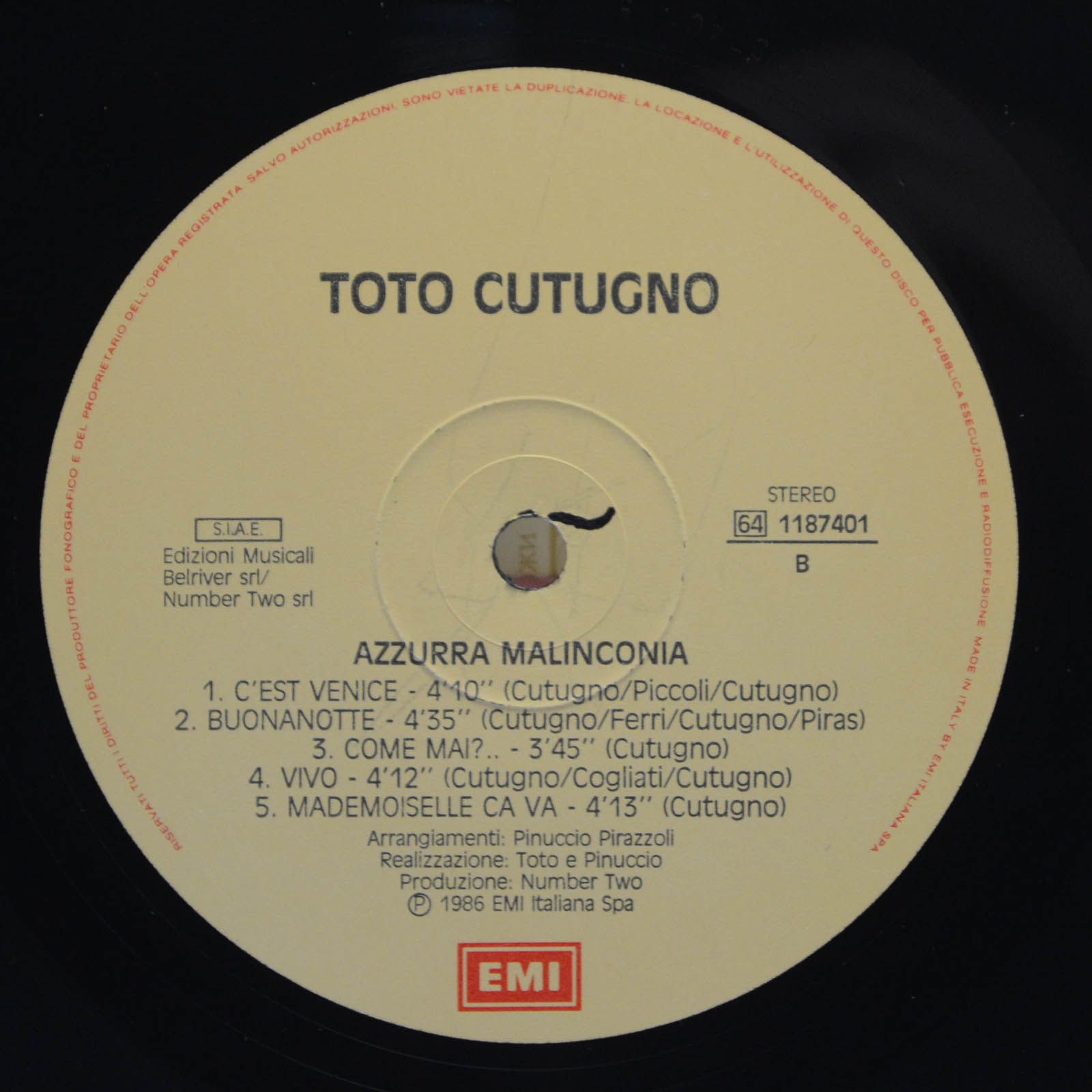 Toto Cutugno — Azzurra Malinconia (Italy), 1986