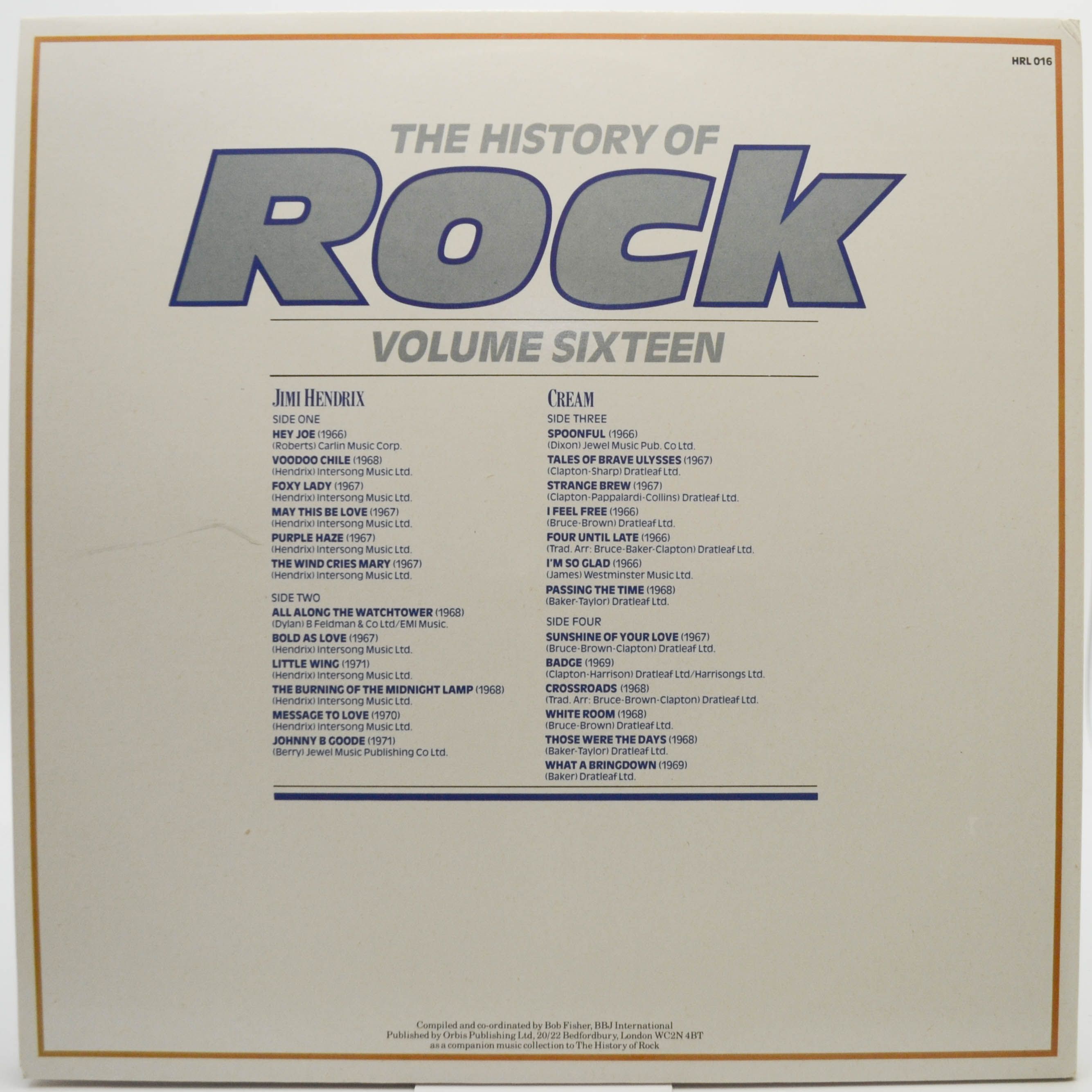 Jimi Hendrix / Cream — The History Of Rock (Volume Sixteen) (2LP, UK), 1983