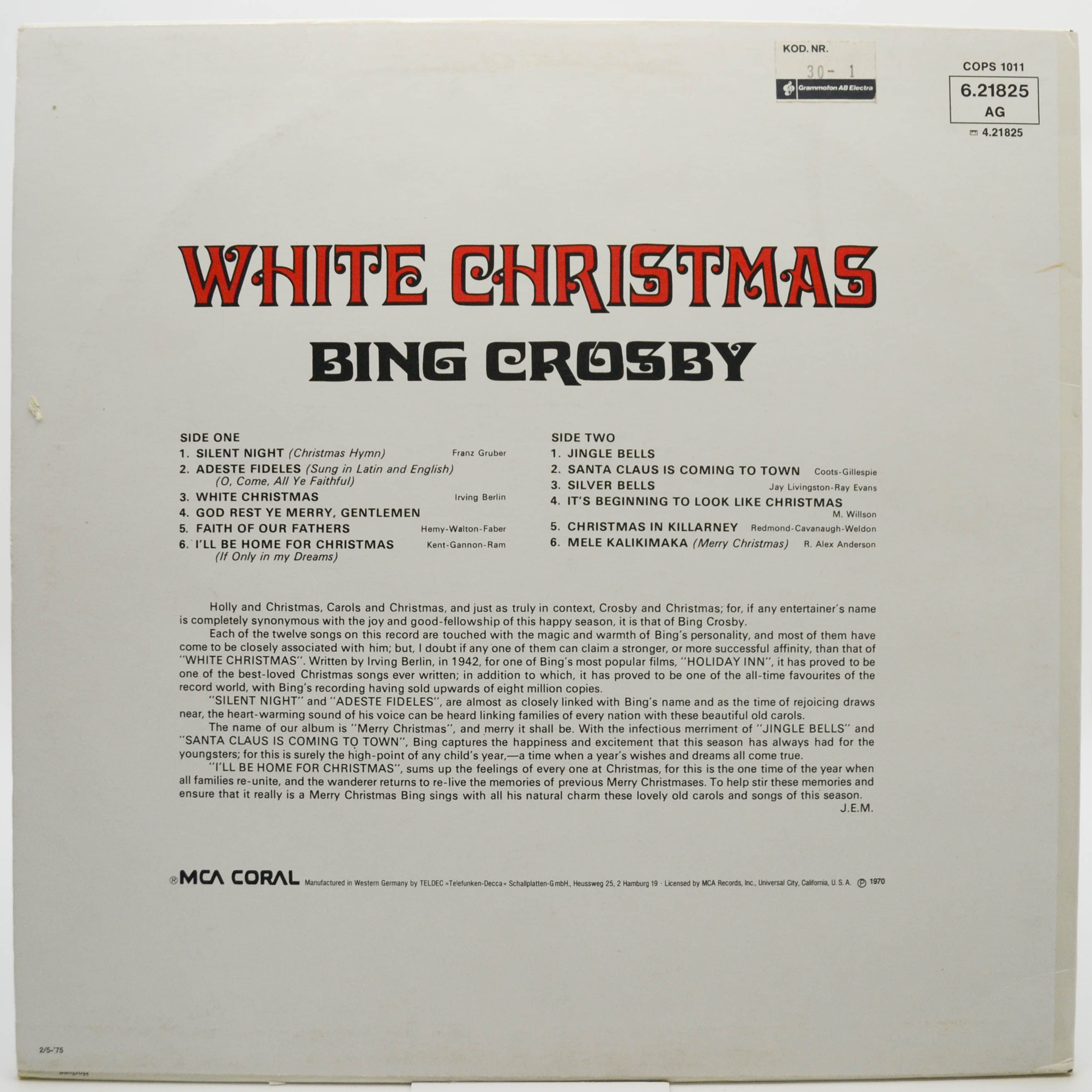 Bing Crosby — White Christmas, 1955