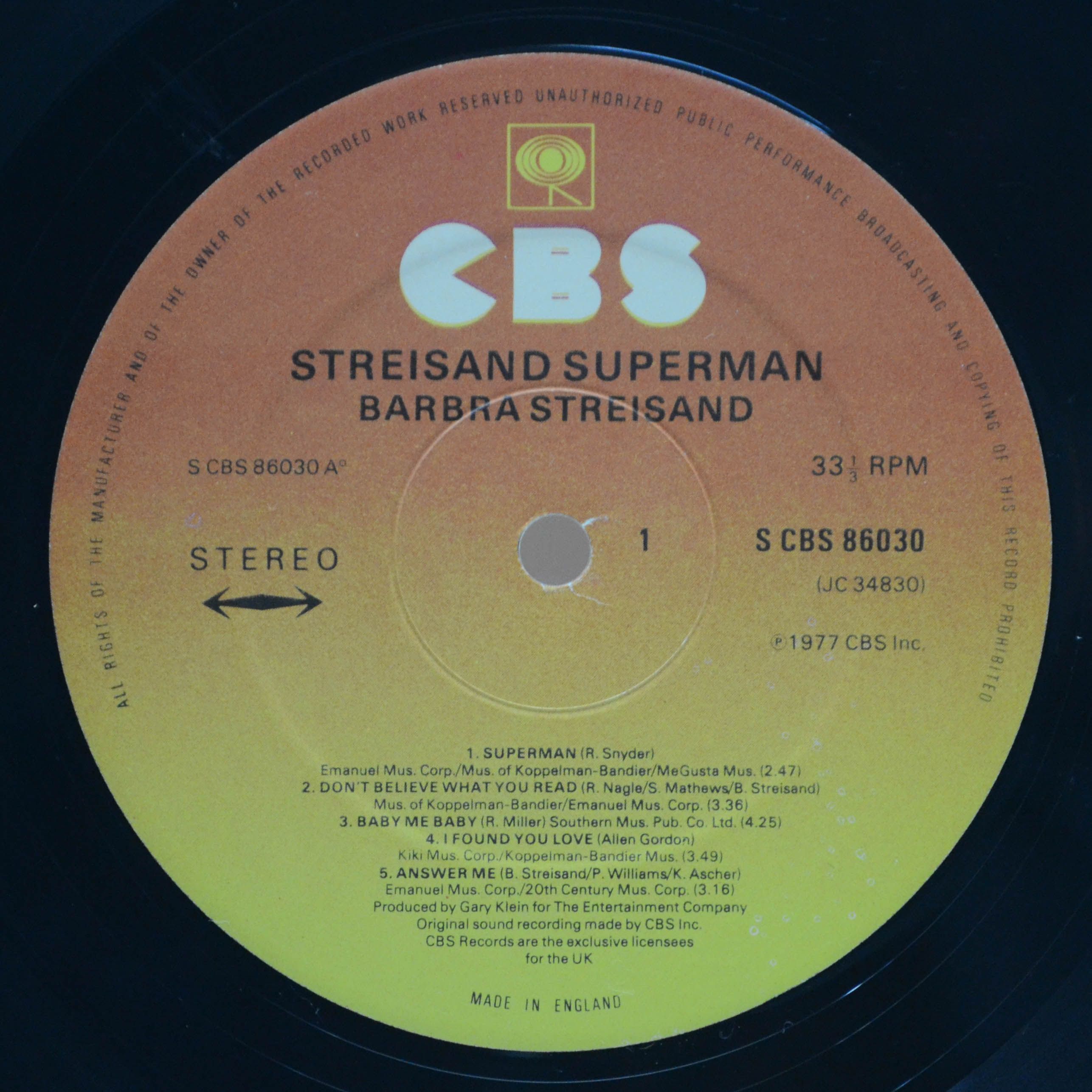 Barbra Streisand — Streisand Superman (UK), 1977
