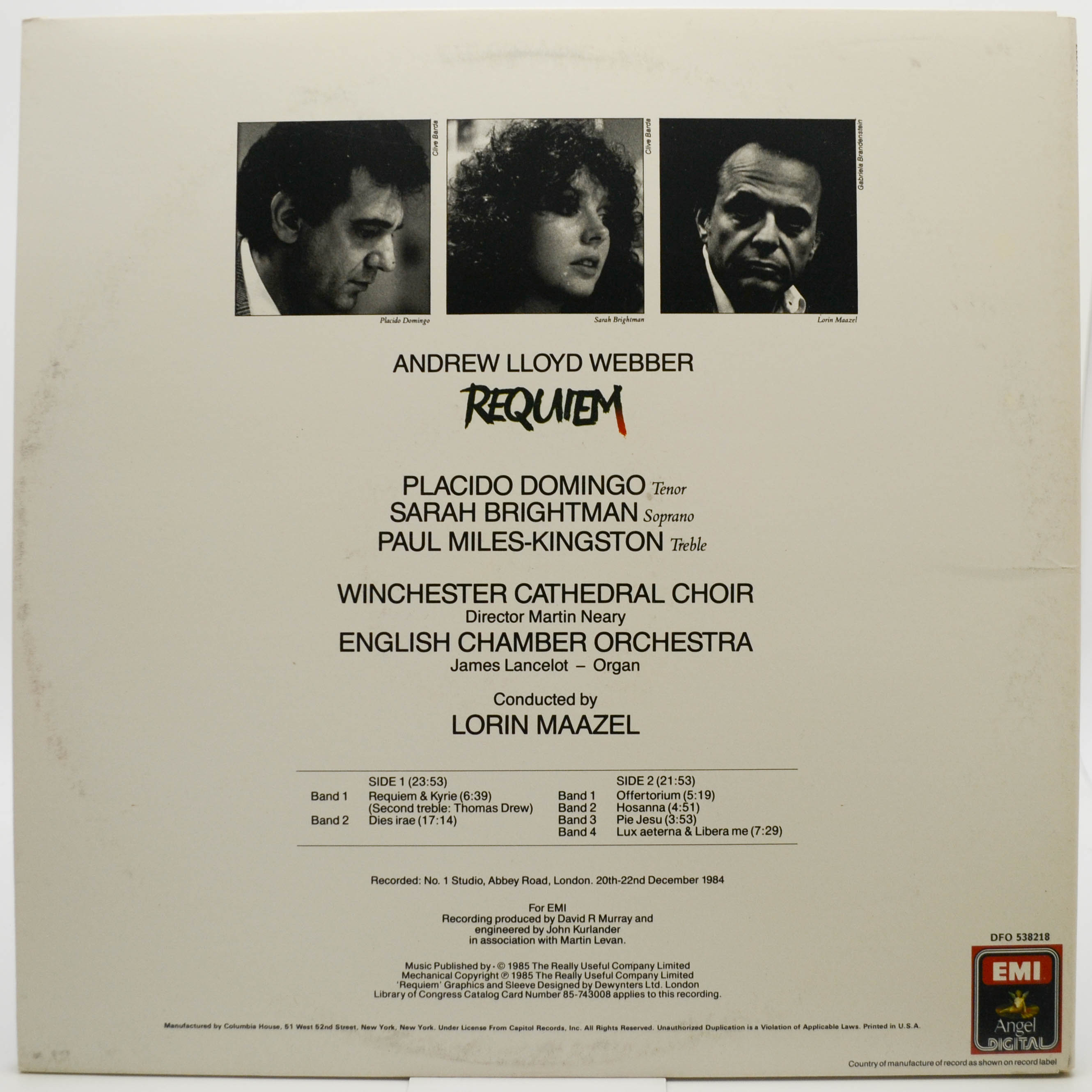 Andrew Lloyd Webber - Placido Domingo, Sarah Brightman, Lorin Maazel — Requiem, 1985